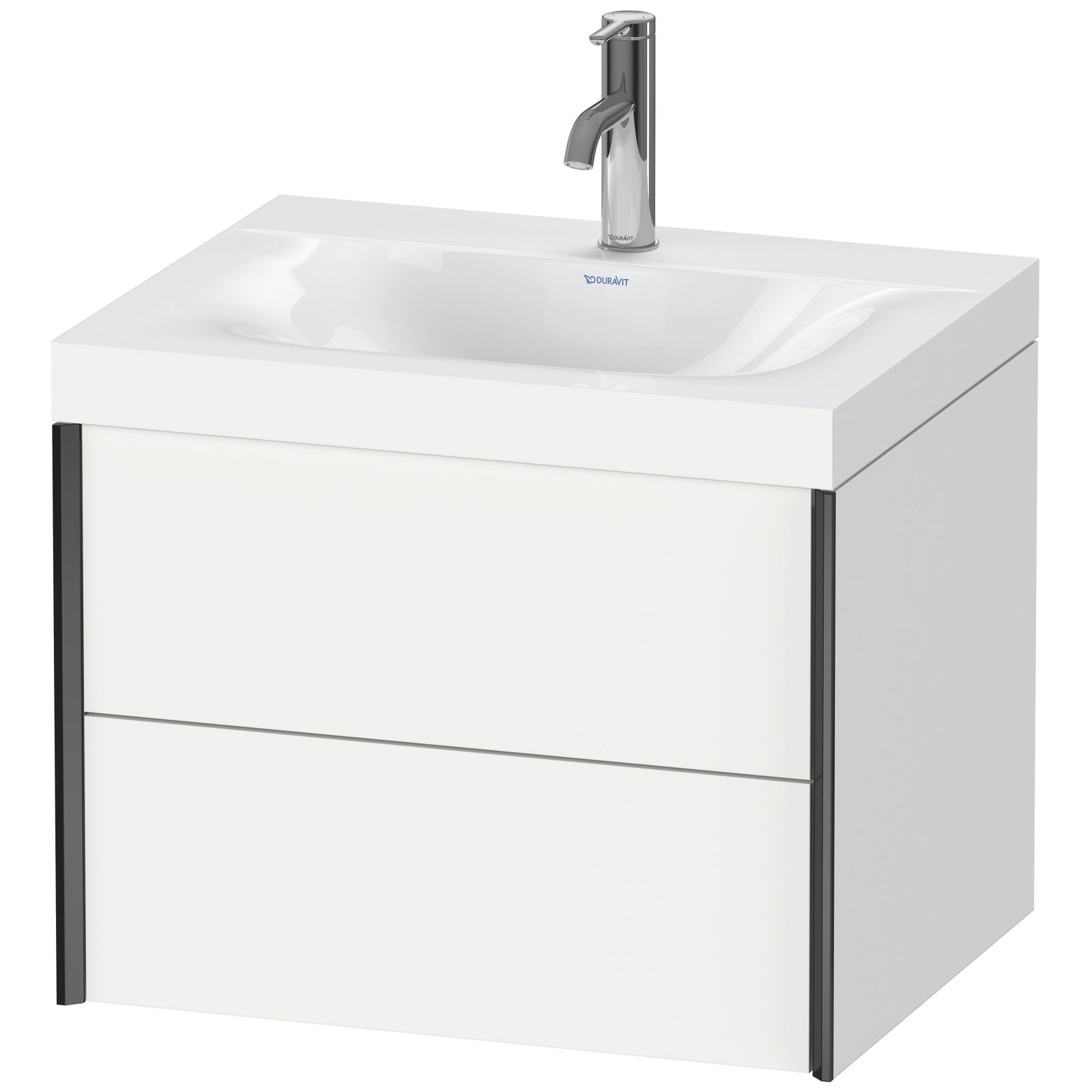 Duravit Waschtisch-Unterschrank c-bonded XViu 60x48cm, 2 Schubkästen, 1 Hahnloch, schwarz matt, Rahmen C, weiß matt Duravit Waschtisch-Unterschrank c-bonded XViu 60x48cm, 2 Schubkästen, 1 Hahnloch, schwarz matt, Rahmen C, weiß matt
