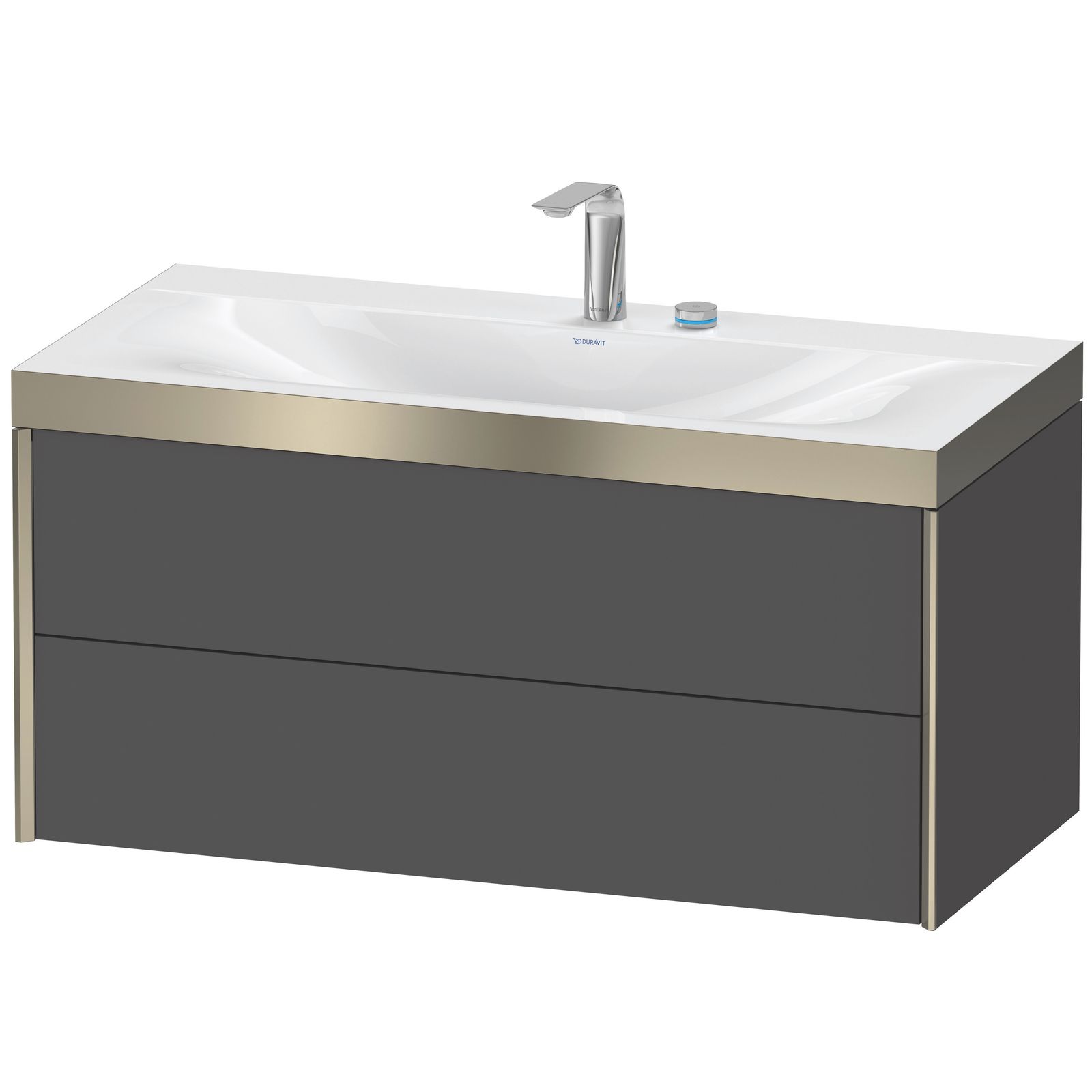 Duravit Waschtisch-Unterschrank c-bonded XViu 100x48cm, 2 Schubkästen, 2 Hahnlöcher, champagner matt, Rahmen P, graphit matt