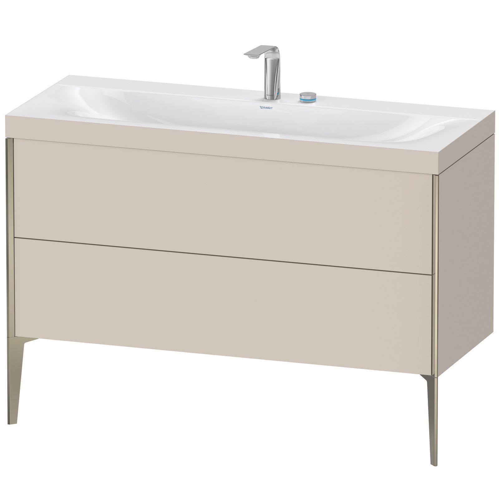 Duravit Waschtisch-Unterschrank c-bonded XViu 120x48cm, 2 Auszüge, 2 Hahnlöcher, champagner matt, Rahmen C, taupe matt Duravit Waschtisch-Unterschrank c-bonded XViu 120x48cm, 2 Auszüge, 2 Hahnlöcher, champagner matt, Rahmen C, taupe matt