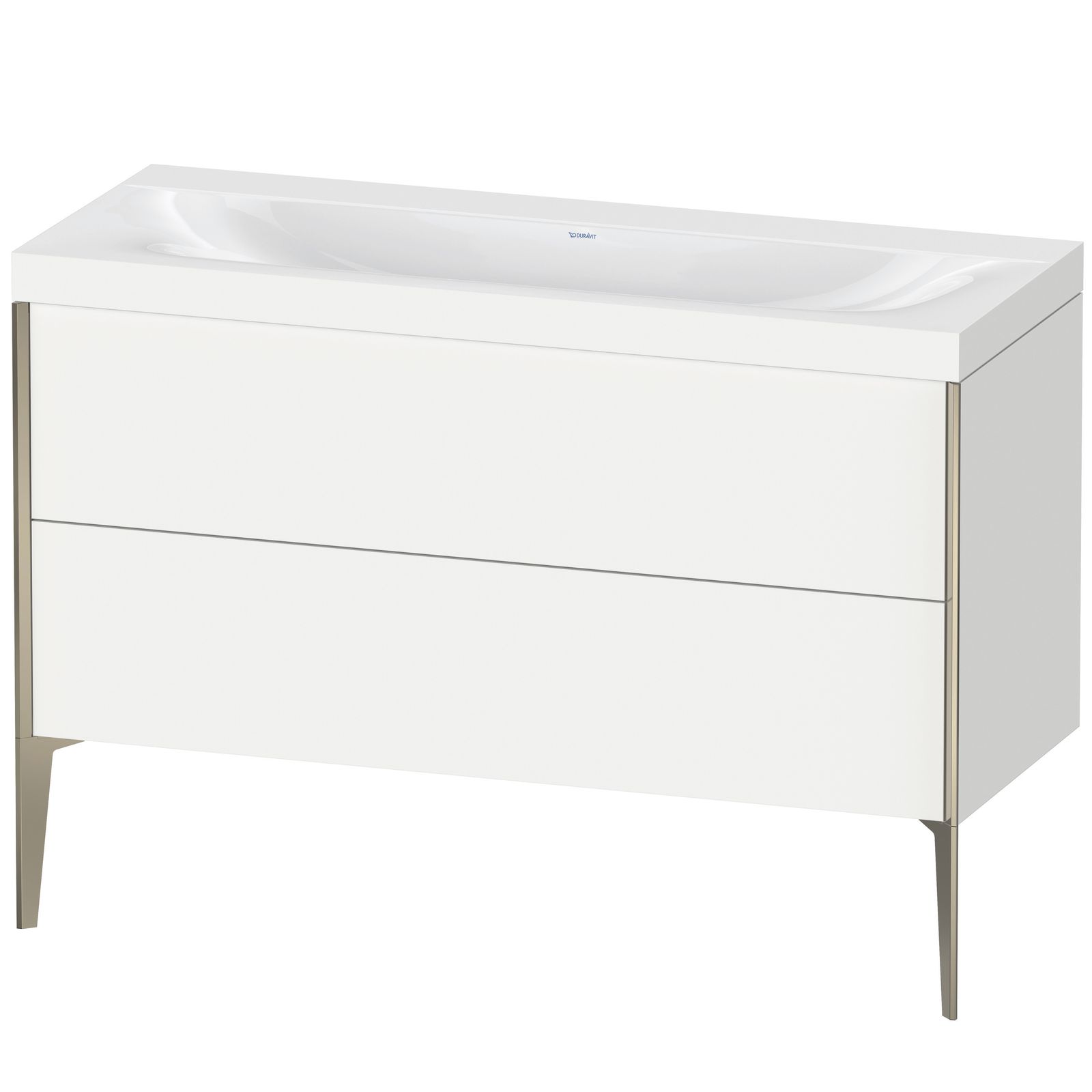 Duravit Waschtisch-Unterschrank c-bonded XViu 120x48cm, 2 Auszüge, ohne Hahnloch, champagner matt, Rahmen C, weiß matt
