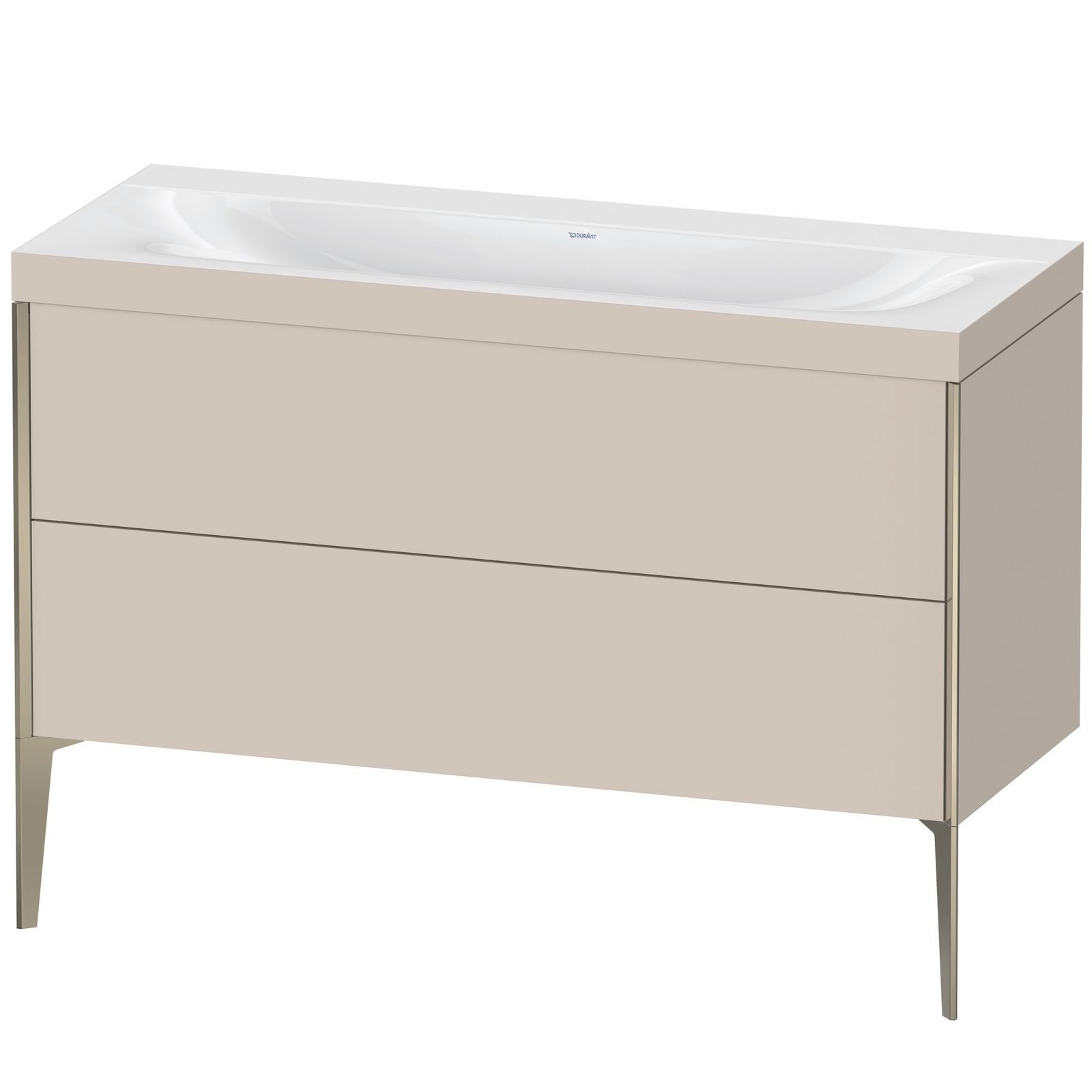 Duravit Waschtisch-Unterschrank c-bonded XViu 120x48cm, 2 Auszüge, ohne Hahnloch, champagner matt, Rahmen C, taupe matt