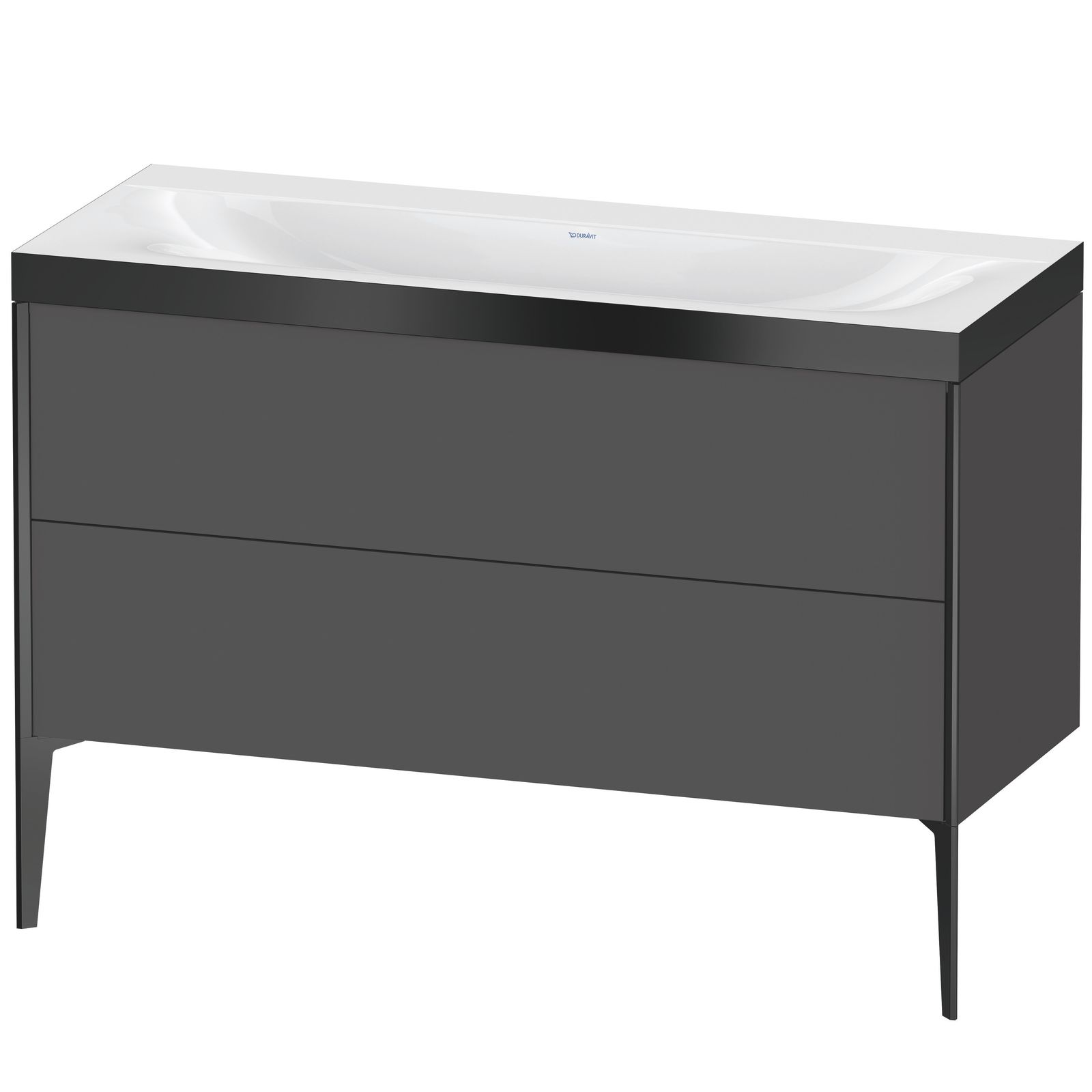 Duravit Waschtisch-Unterschrank c-bonded XViu 120x48cm, 2 Auszüge, ohne Hahnloch, schwarz matt, Rahmen P, graphit matt Duravit Waschtisch-Unterschrank c-bonded XViu 120x48cm, 2 Auszüge, ohne Hahnloch, schwarz matt, Rahmen P, graphit matt