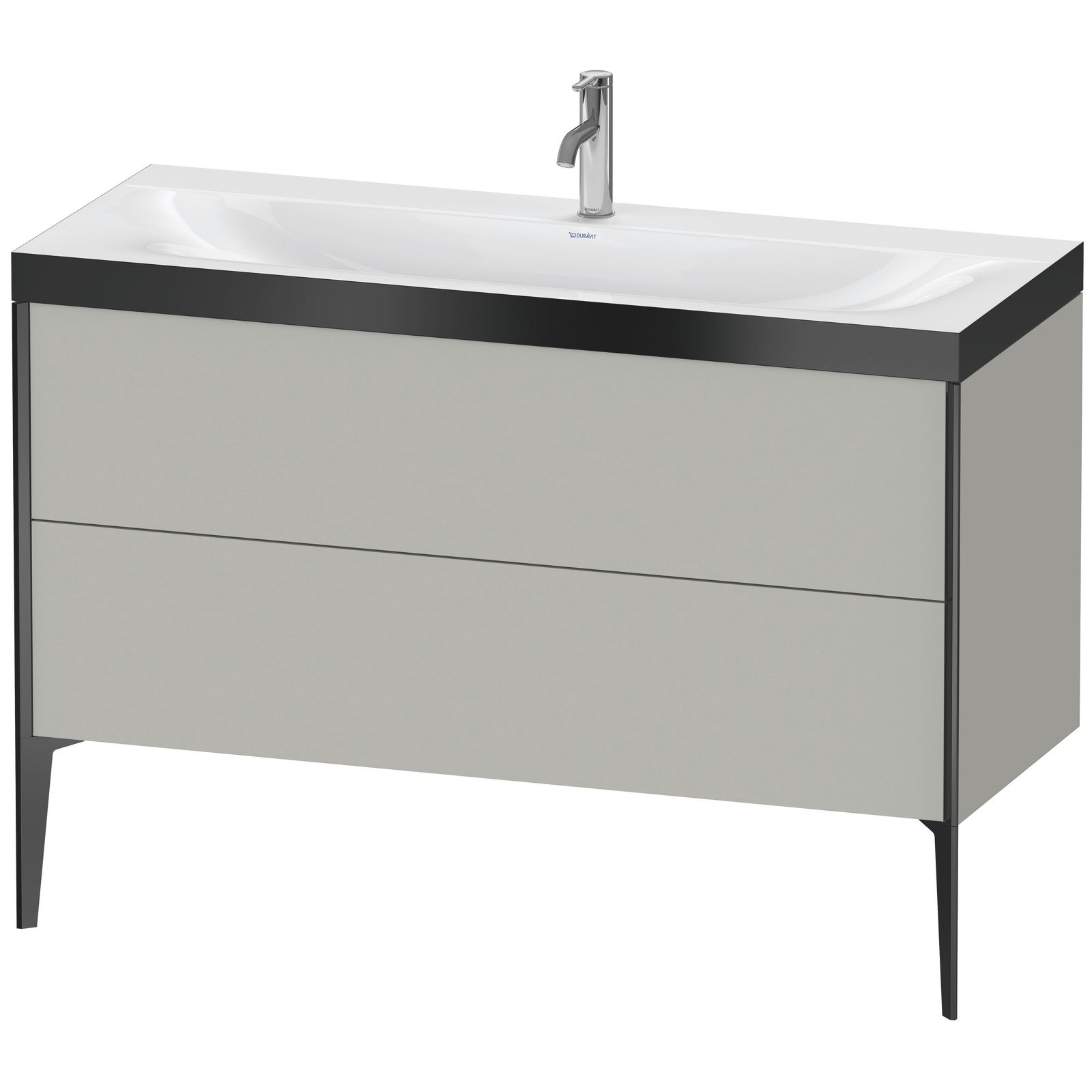 Duravit Waschtisch-Unterschrank c-bonded XViu 120x48cm, 2 Auszüge, 1 Hahnloch, schwarz matt, Rahmen P, betongrau matt Duravit Waschtisch-Unterschrank c-bonded XViu 120x48cm, 2 Auszüge, 1 Hahnloch, schwarz matt, Rahmen P, betongrau matt