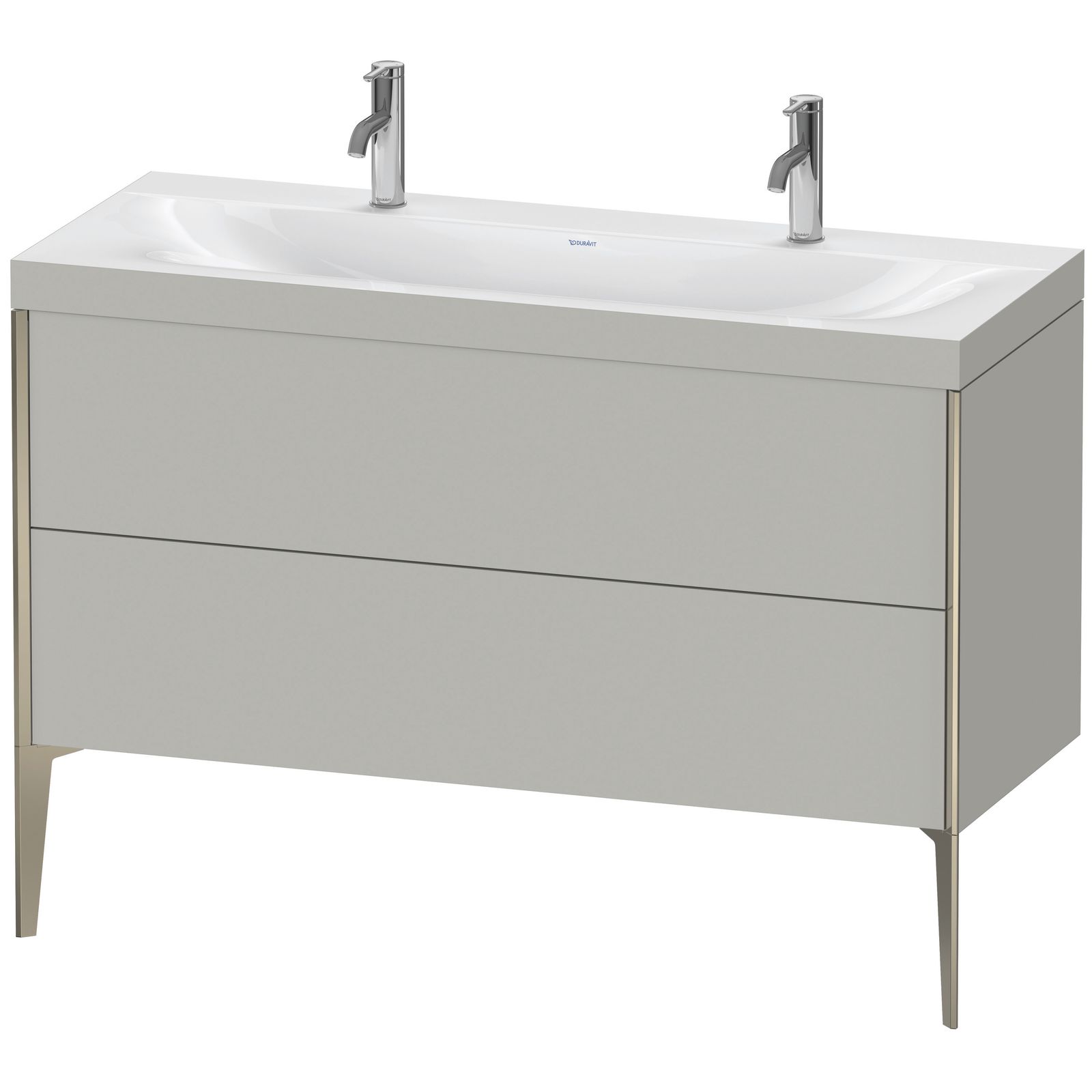 Duravit Waschtisch-Unterschrank c-bonded XViu 120x48cm, 2 Auszüge, ohne Hahnloch, champagner matt, Rahmen C, betongrau matt