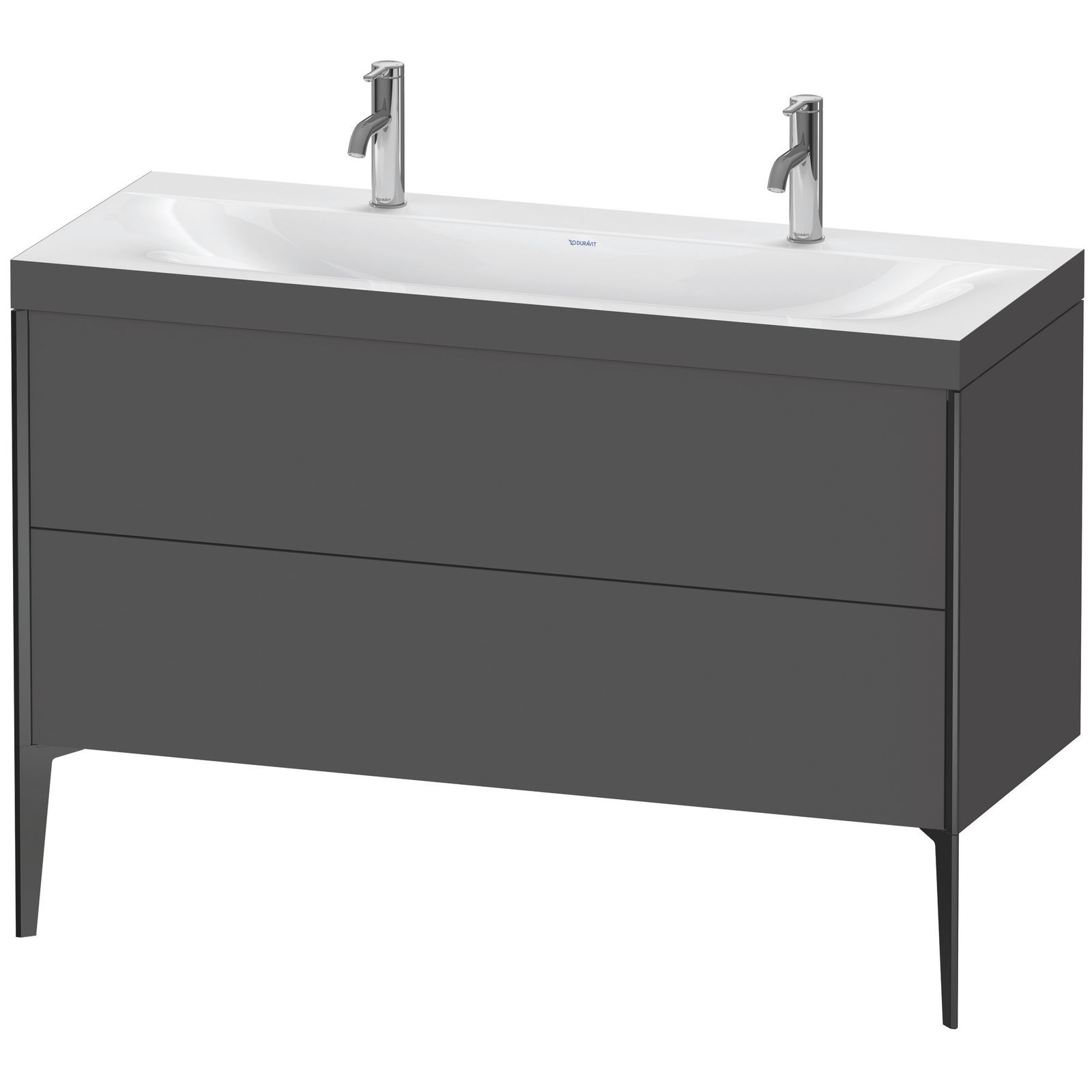Duravit Waschtisch-Unterschrank c-bonded XViu 120x48cm, 2 Auszüge, ohne Hahnloch, schwarz matt, Rahmen C, graphit matt Duravit Waschtisch-Unterschrank c-bonded XViu 120x48cm, 2 Auszüge, ohne Hahnloch, schwarz matt, Rahmen C, graphit matt