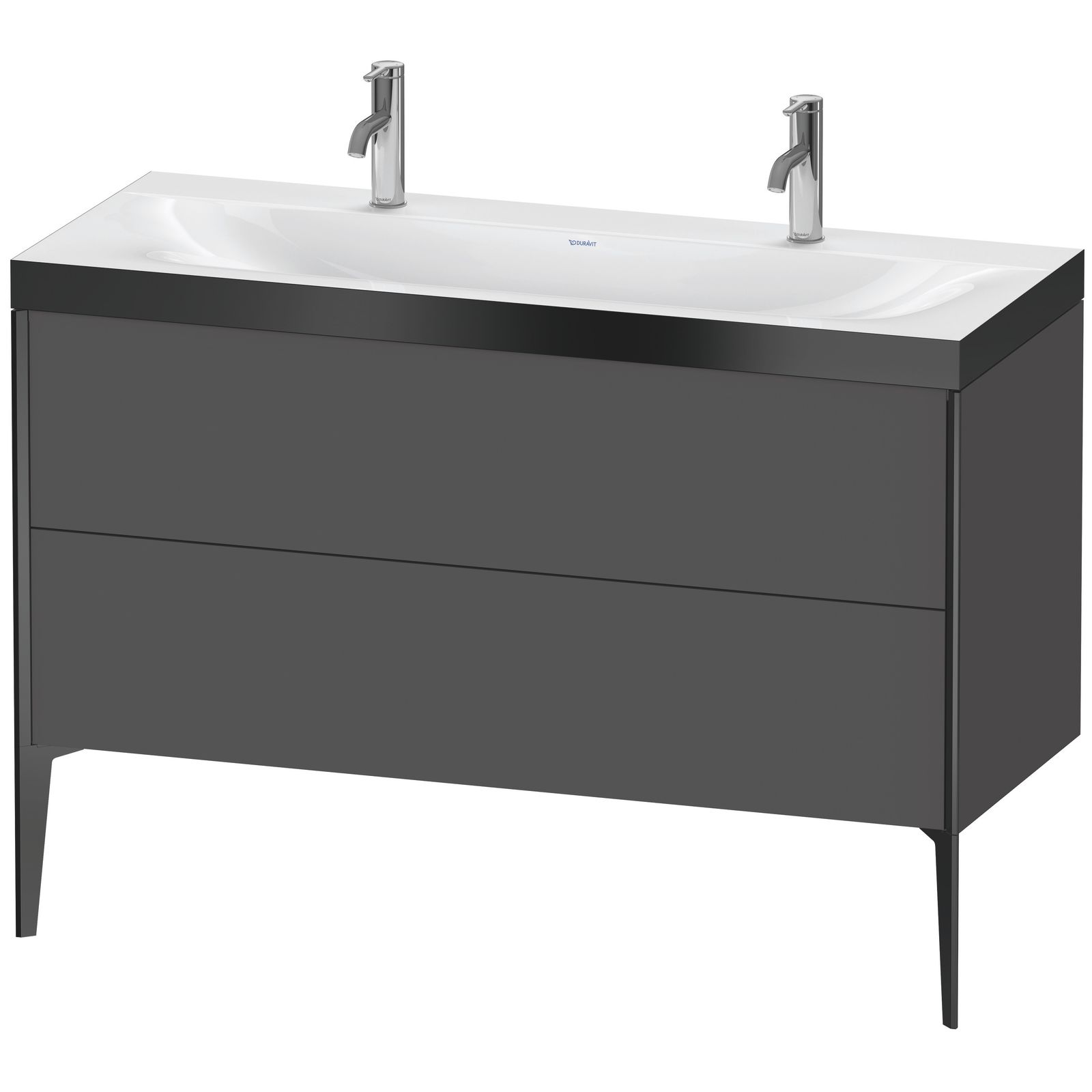 Duravit Waschtisch-Unterschrank c-bonded XViu 120x48cm, 2 Auszüge, ohne Hahnloch, schwarz matt, Rahmen P, graphit matt