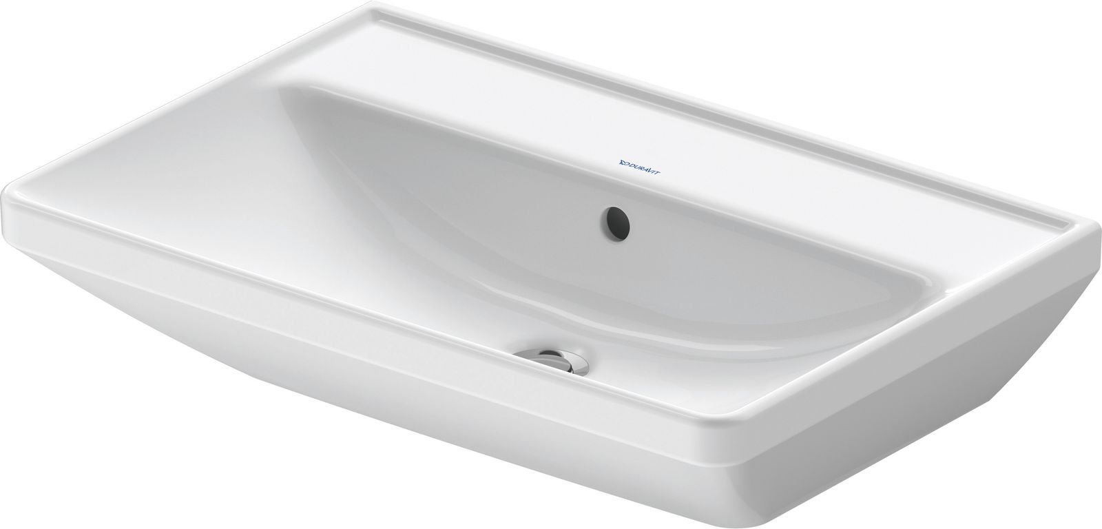 Duravit Waschtisch D-Neo 65 x 44 cm, ohne Hahnloch, weiß WonderGliss, Überlauf, Hahnlochbank, weiß