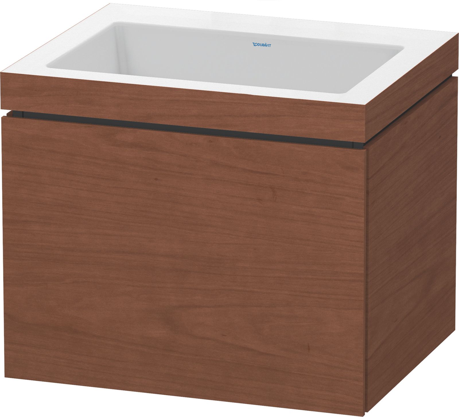 Duravit Waschtisch-Unterschrank c-bonded L-Cube 60 x 48 cm, ohne Hahnloch, amerikanischer nussbaum, 1 Auszug, wandhängend