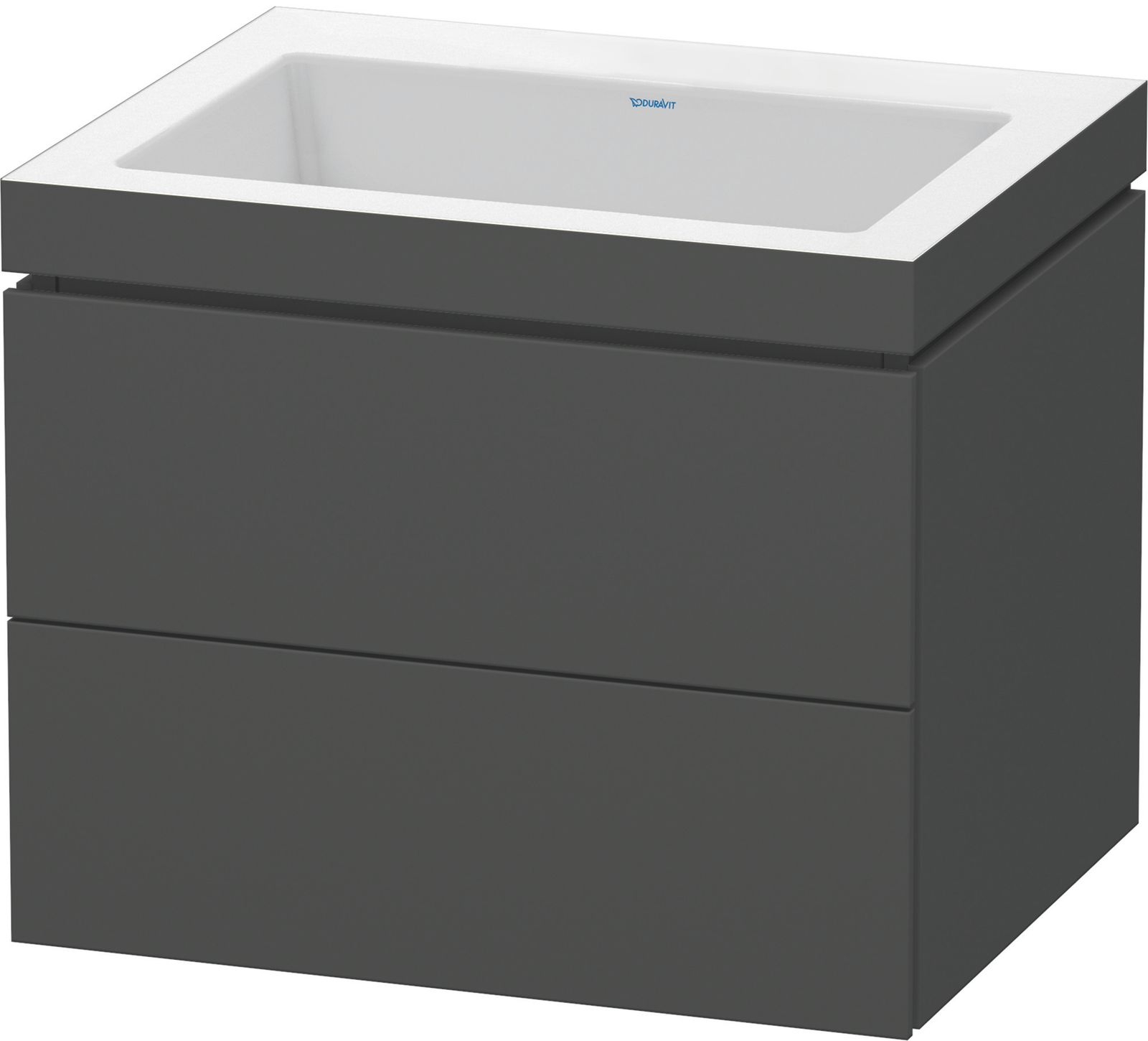Duravit Waschtisch-Unterschrank c-bonded L-Cube 60 x 48 cm, ohne Hahnloch, graphit matt, 2 Schubkästen, wandhängend