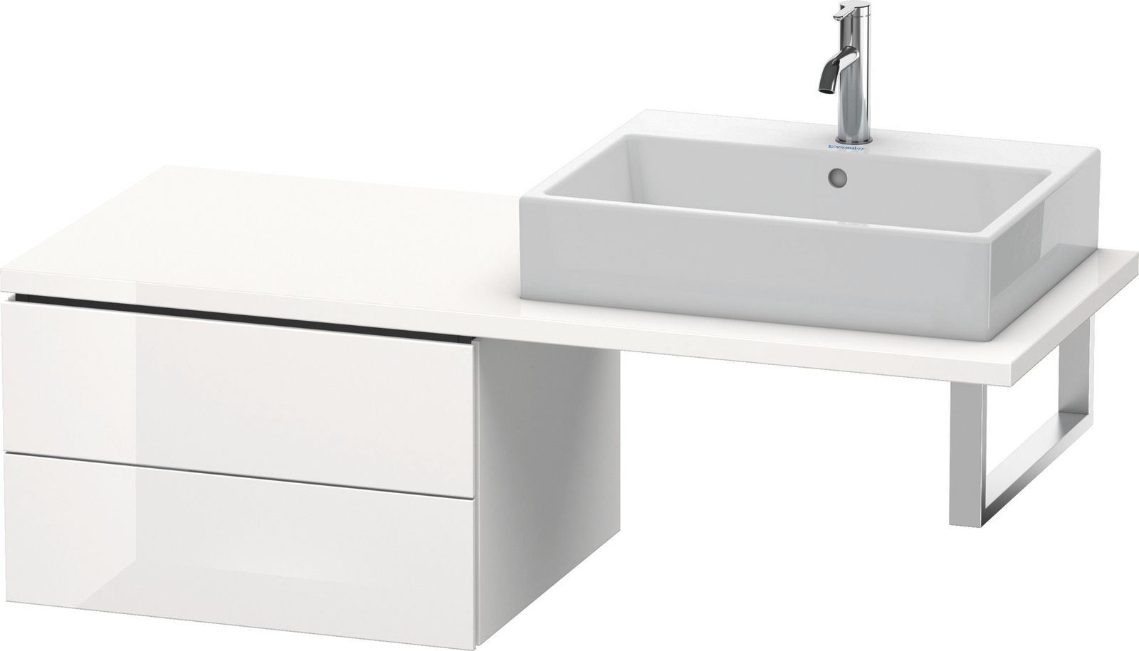 Duravit Unterschrank L-Cube 62 x 54,7 cm, weiß Hochglanz, für Konsole, 2 Schubkästen