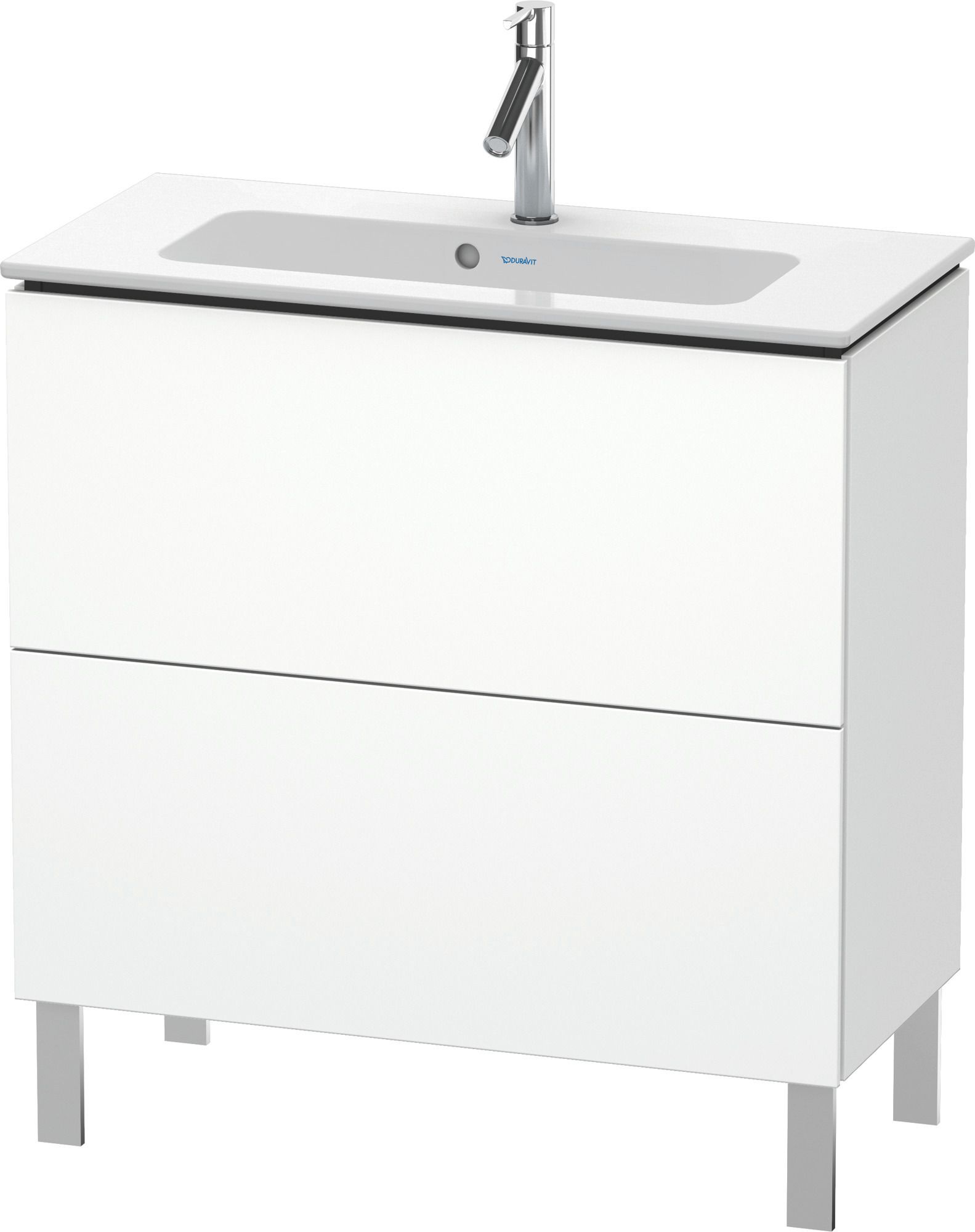 Duravit Waschtisch-Unterschrank Compact L-Cube 82 x 39,1 cm, weiß matt, 2 Auszüge, stehend