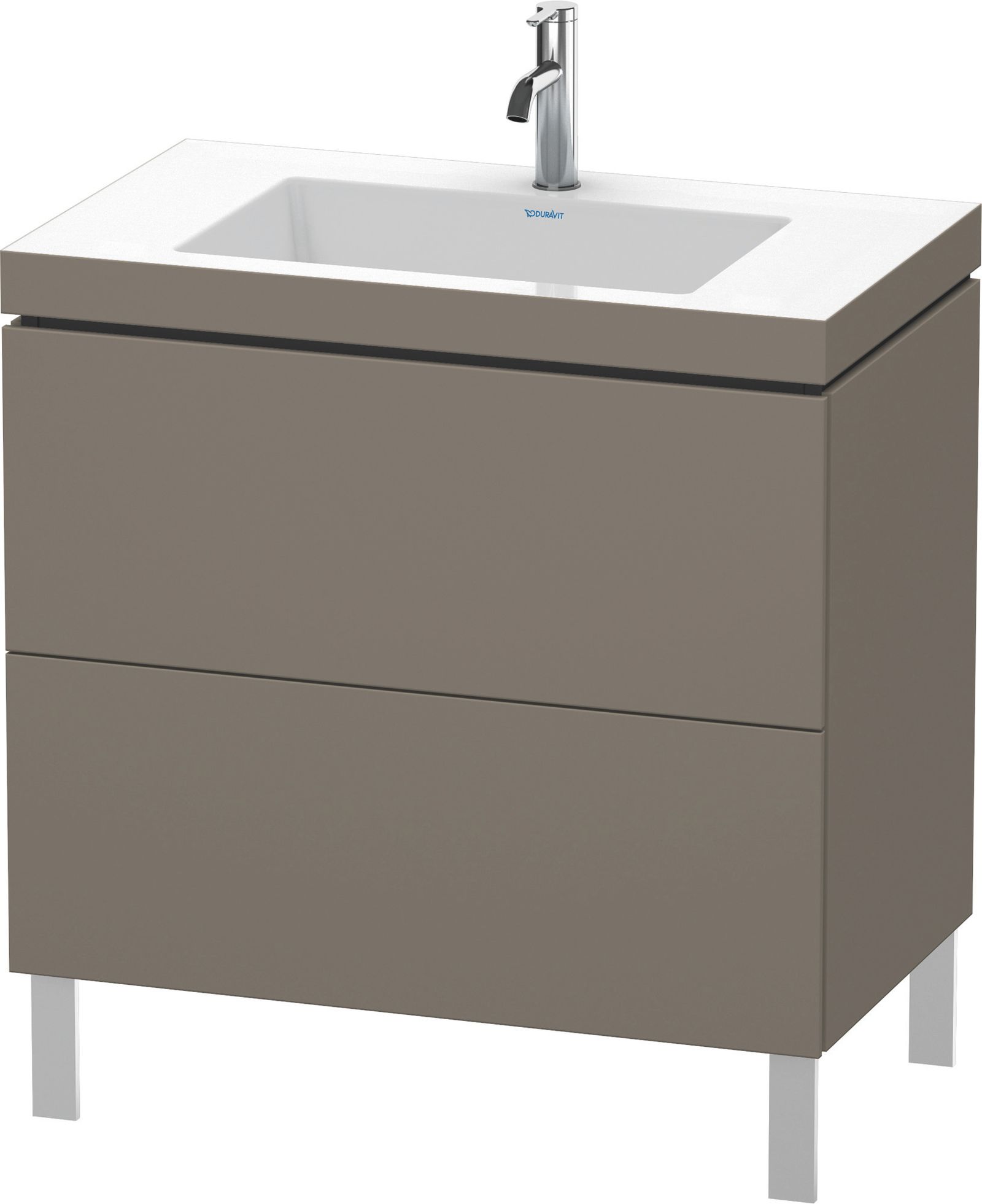 Duravit Waschtisch-Unterschrank c-bonded L-Cube 80 x 48 cm, 1 Hahnloch, flannel grey seidenmatt, 2 Auszüge, stehend
