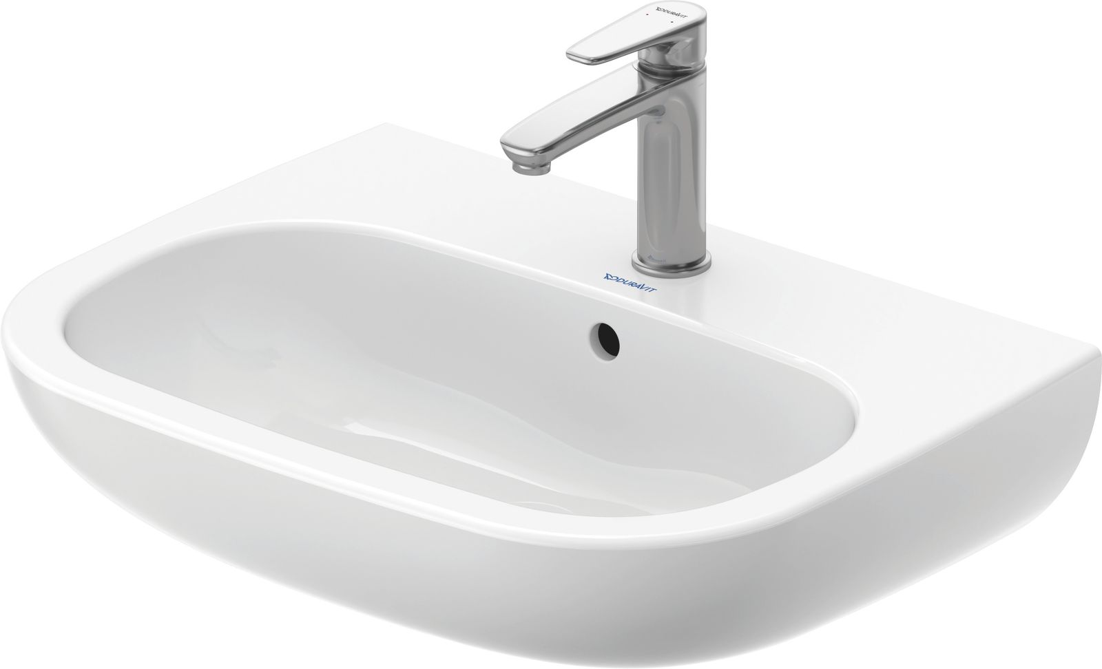 Duravit Waschtisch D-Code 60 x 46 cm, mit Hahnloch, Überlauf, Hahnlochbank, weiß