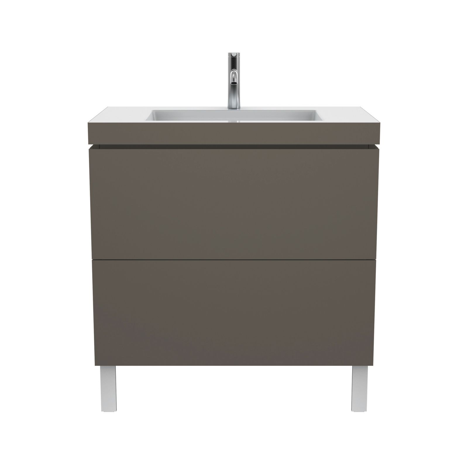 Duravit Waschtisch-Unterschrank c-bonded L-Cube 80 x 48 cm, 1 Hahnloch, flannel grey seidenmatt, 2 Auszüge, stehend