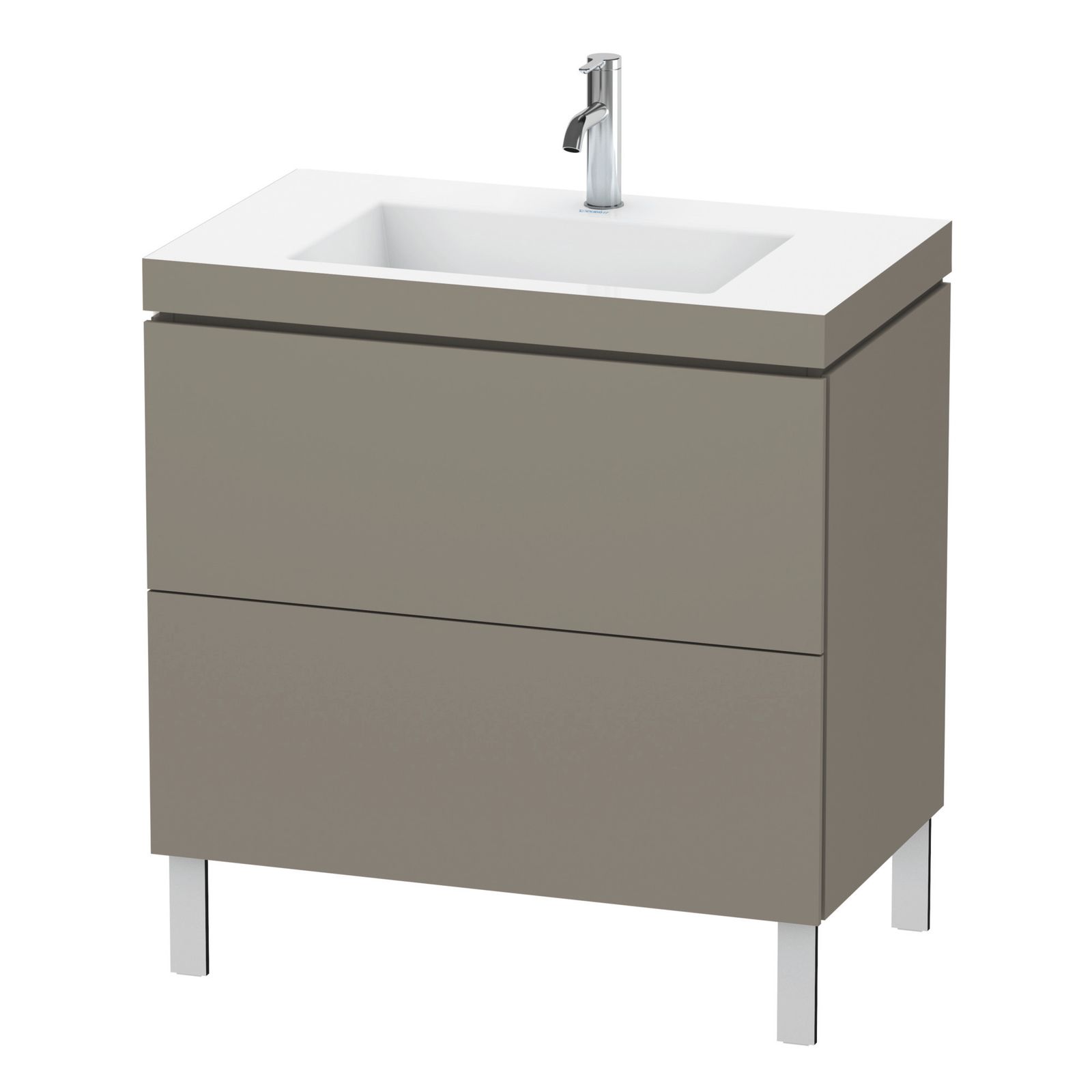 Duravit Waschtisch-Unterschrank c-bonded L-Cube 80 x 48 cm, 1 Hahnloch, flannel grey seidenmatt, 2 Auszüge, stehend