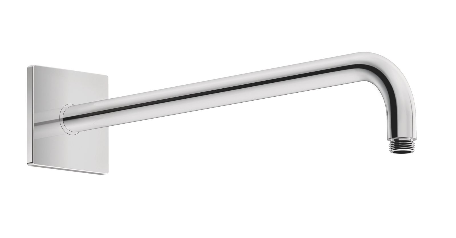 Duravit Brausearm 352mm, gebogen, eckige Rosette, chrom