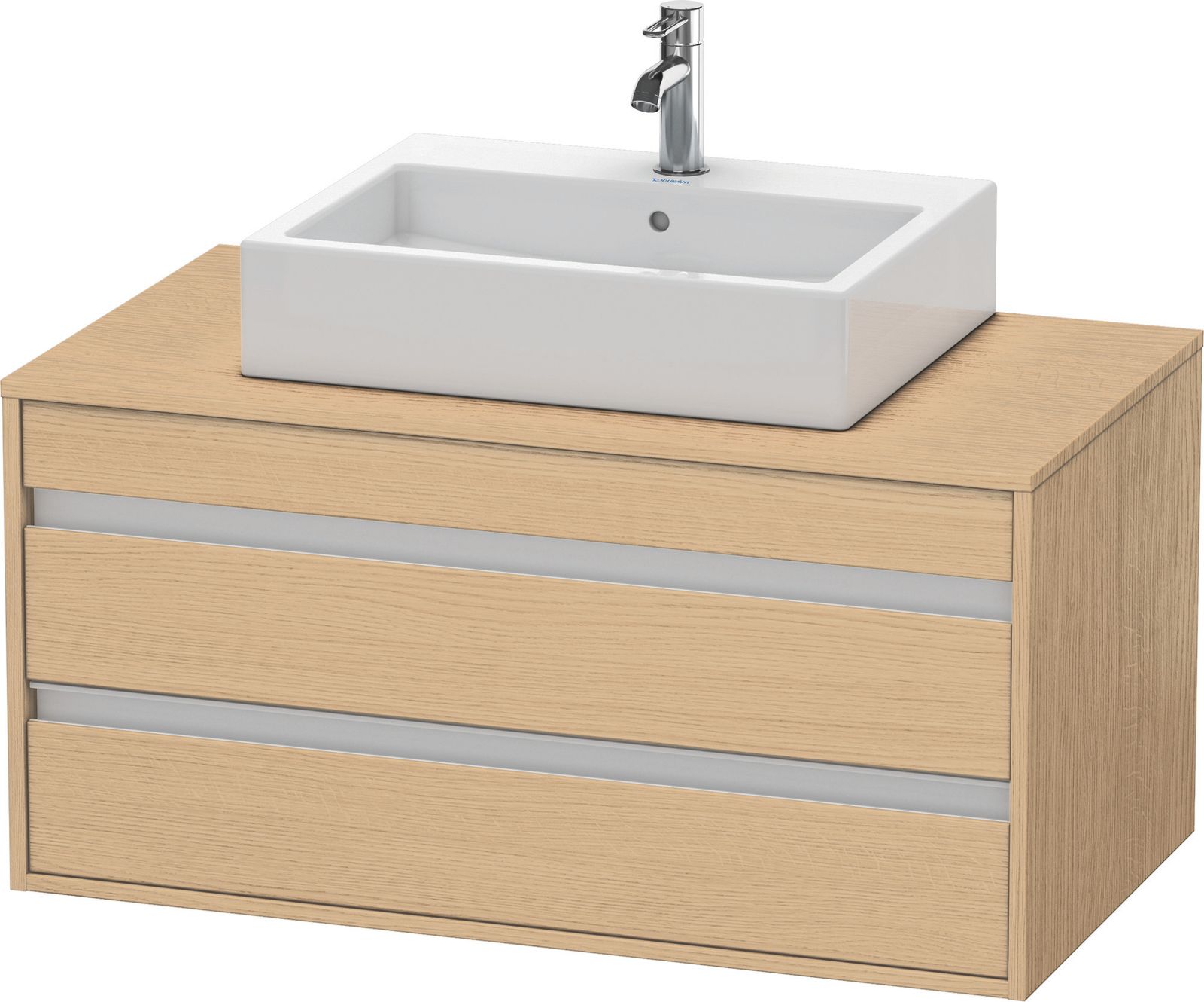 Duravit Waschtisch-Unterschrank Ketho 100 x 55 cm, Eiche natur, für Aufsatzbecken mittig, 2 Schubkästen