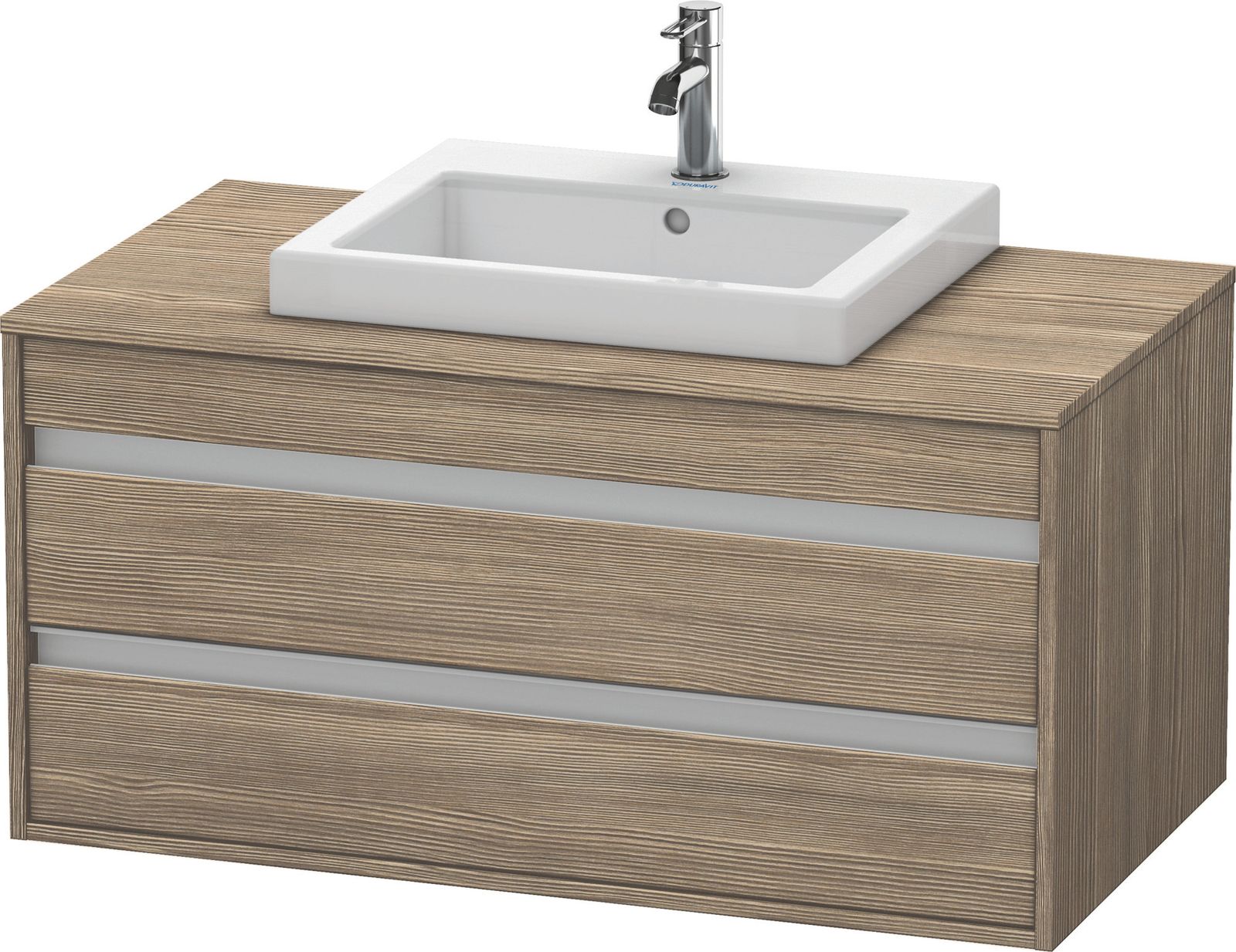 Duravit Waschtisch-Unterschrank Ketho 100 x 55 cm, Eiche terra, für Einbauwaschtisch mittig, 2 Schubkästen