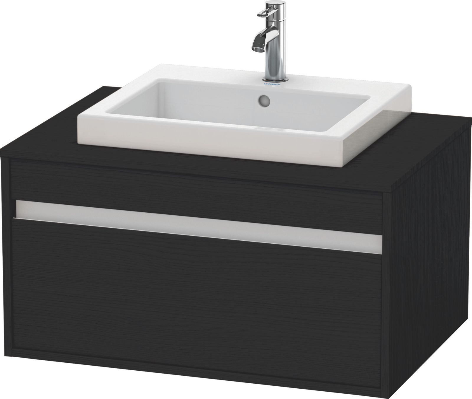 Duravit Waschtisch-Unterschrank Ketho 80 x 55 cm, Eiche schwarz, für Einbauwaschtisch mittig, 1 Auszug, wandhängend