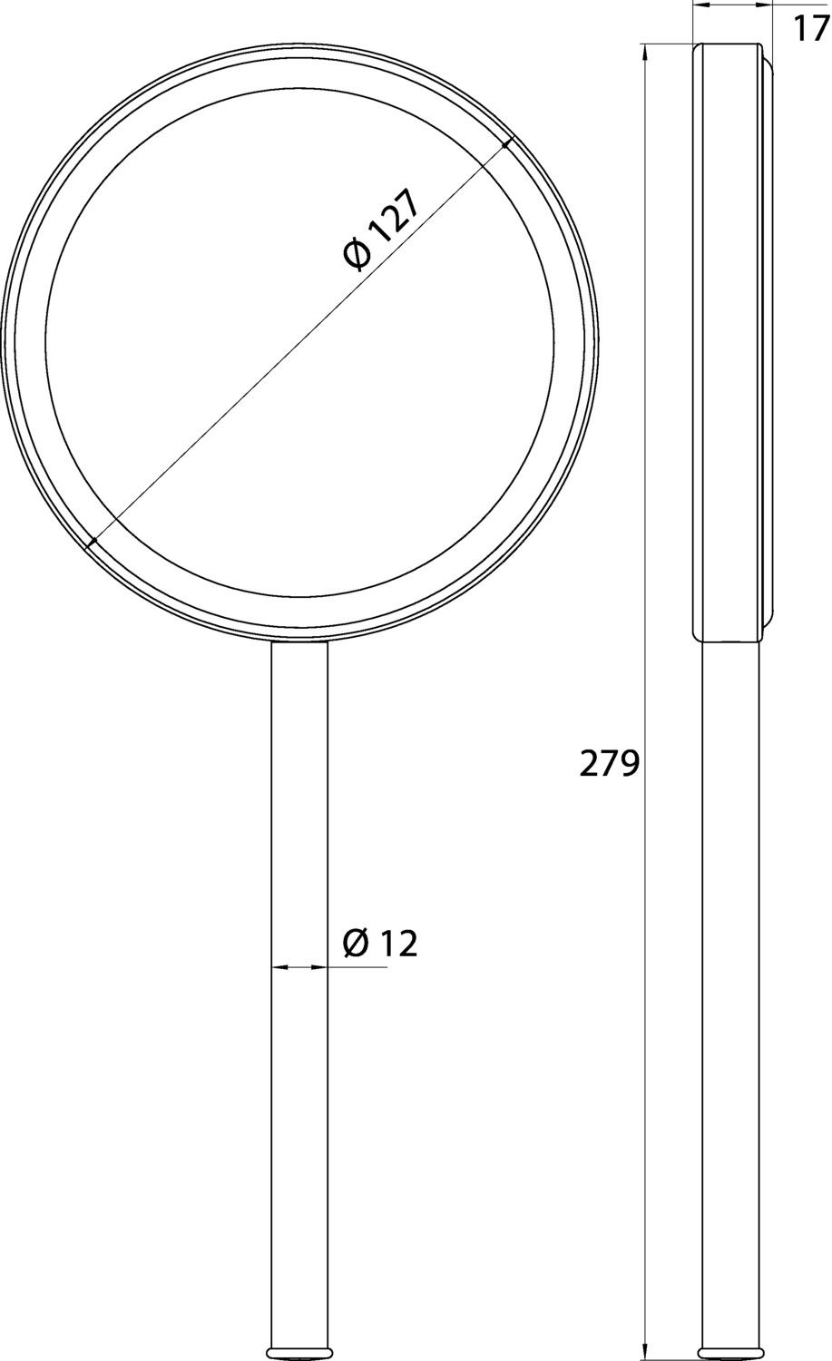 EMCO Handspiegel Pure Ø 127 mm, 3-fach, rund, chrom