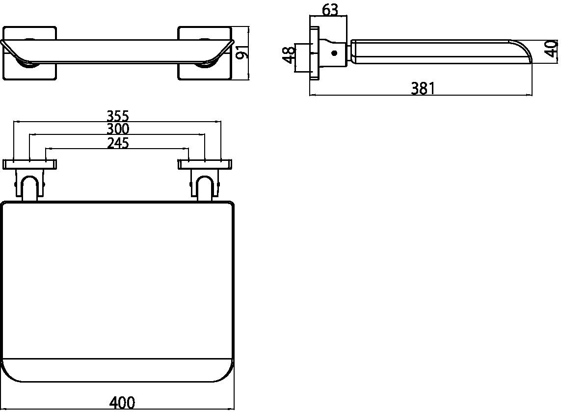 EMCO Wandklappsitz System 2 chrom/schwarz, mit Kunststoffsitzfläche