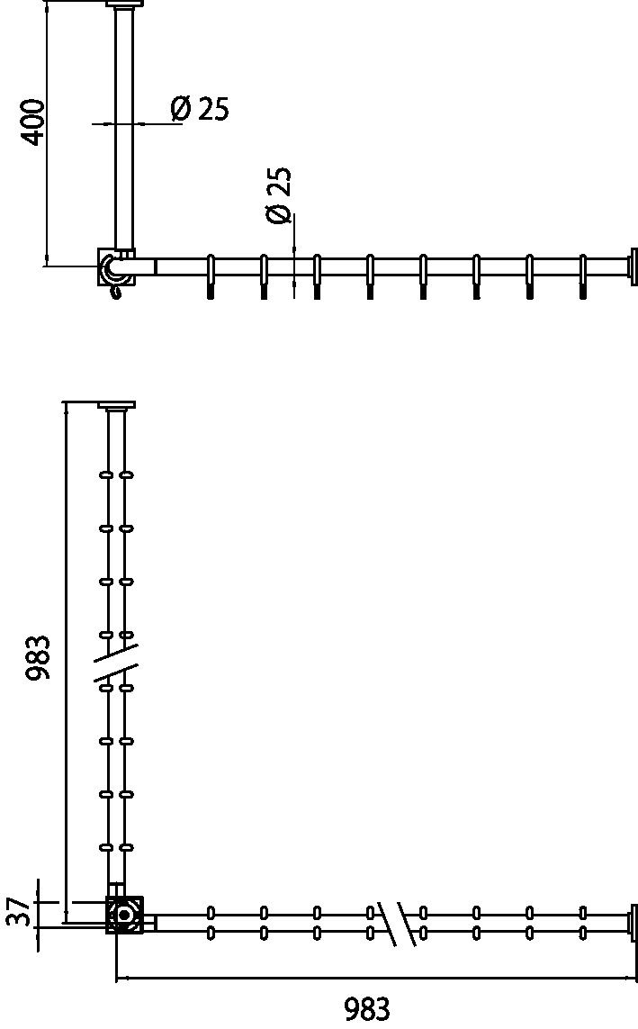EMCO Duschvorhang-Set System 2 1000 mm, mit 20 Duschvorhangringen, chrom