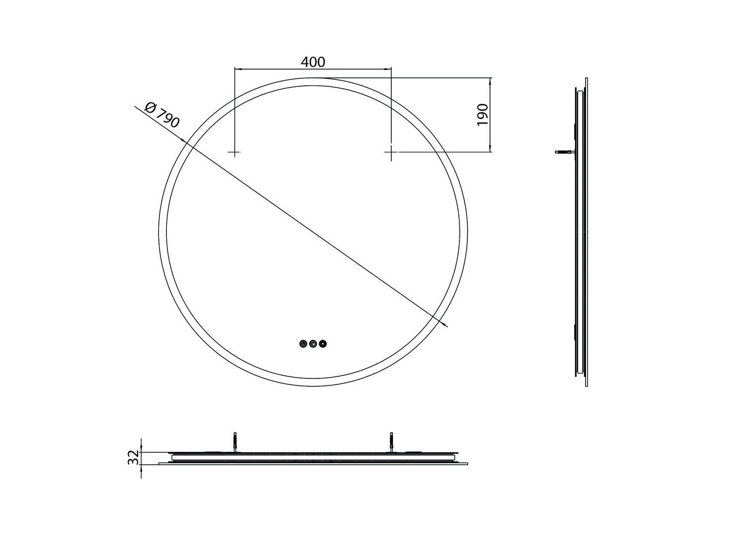 EMCO LED-Lichtspiegel Pure++ Ø 790 mm, mit umlaufender Mattierung, 3 Touchsensoren