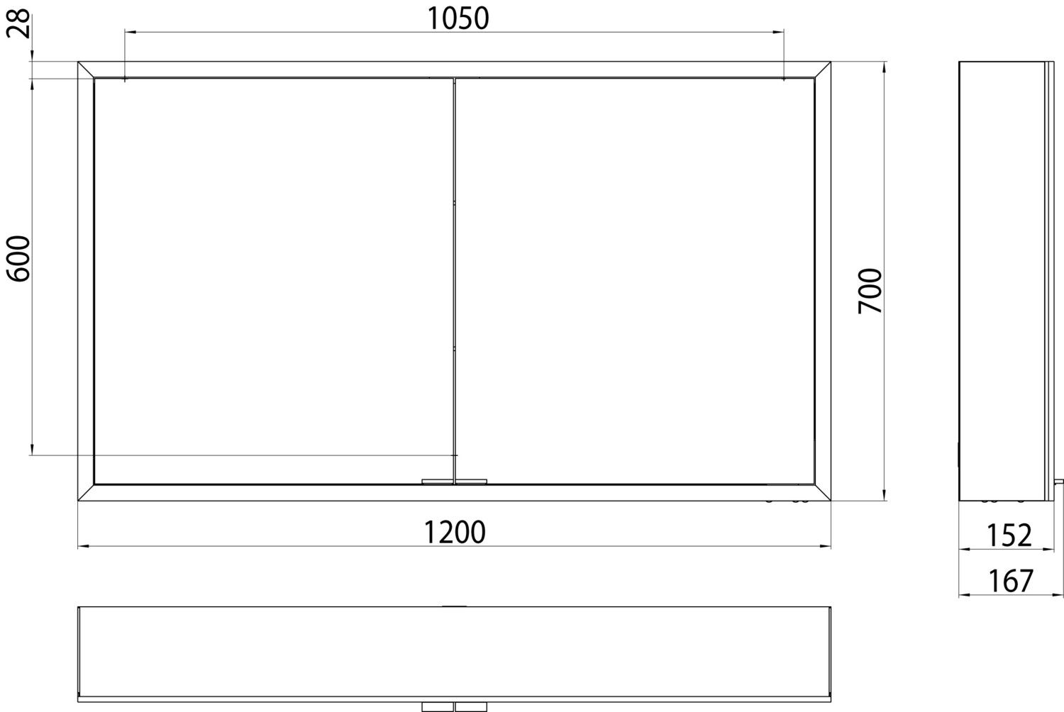 EMCO Aufputz-Lichtspiegelschrank prime 1200x700mm, mit Lichtpaket, 2-türig, aluminium/spiegel