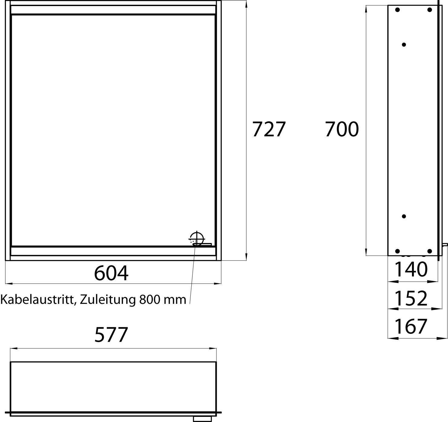 EMCO Unterputz-Lichtspiegelschrank prime 2 600x730mm, 1 Tür, Anschlag links, aluminium/weiss