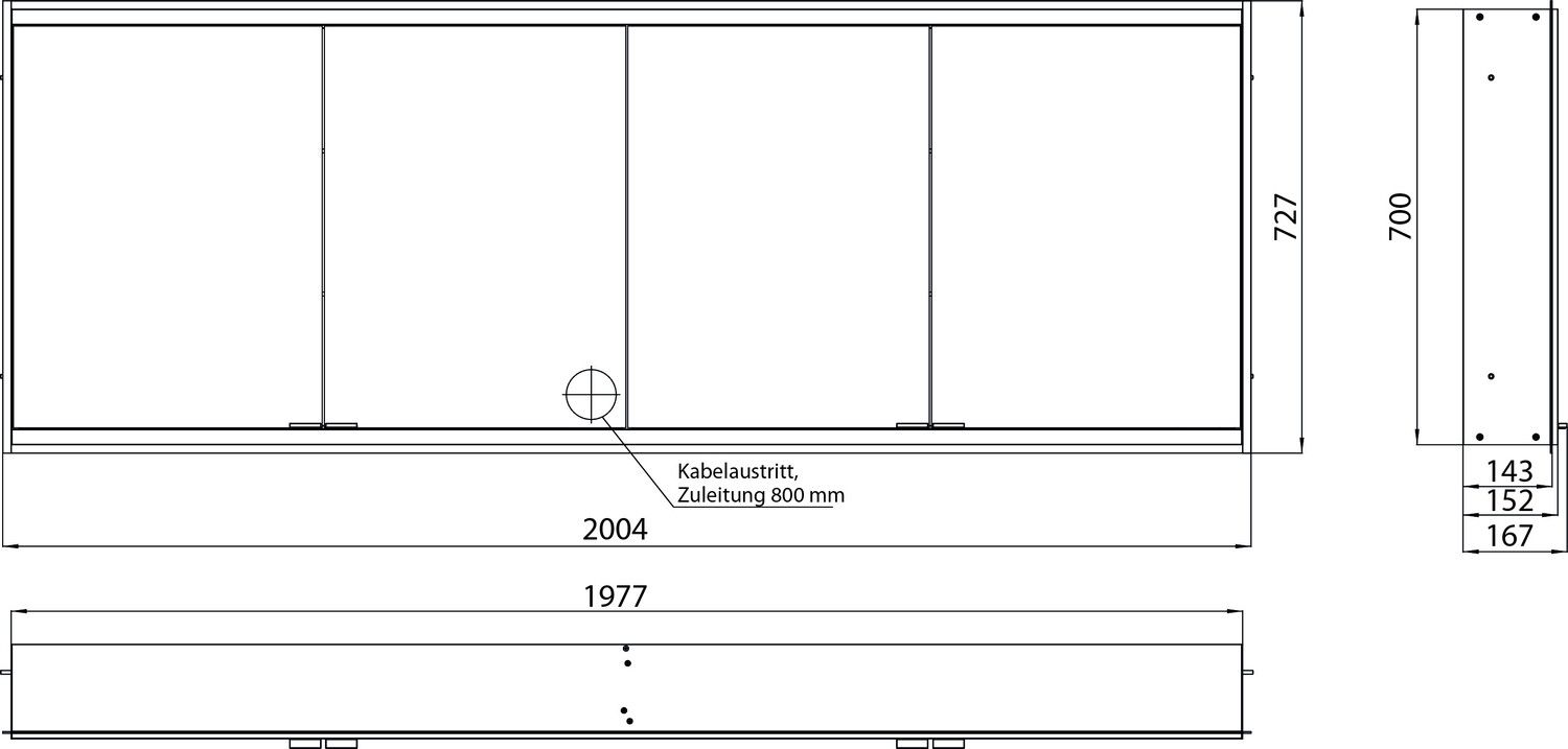 EMCO Unterputz-Lichtspiegelschrank prime 2 2000x730mm, 4-türig, aluminium/weiss