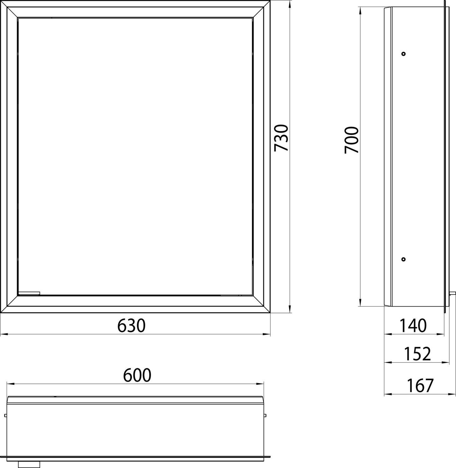 EMCO Unterputz-Lichtspiegelschrank prime Facelift 600x730mm, 1 Tür, Anschlag rechts, aluminium/weiss