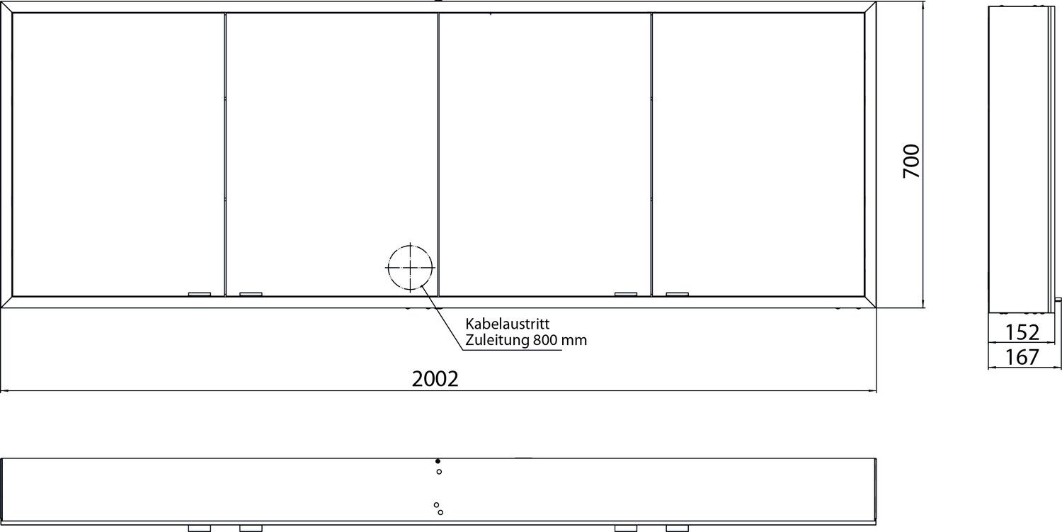 EMCO Aufputz-Lichtspiegelschrank prime 2000x730mm, 4-türig, aluminium/weiss