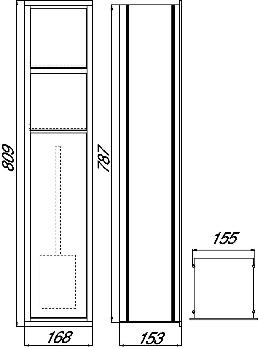 EMCO Unterputz-WC-Modul Asis 150 809mm, Türanschlag links/rechts, chrom/schwarz