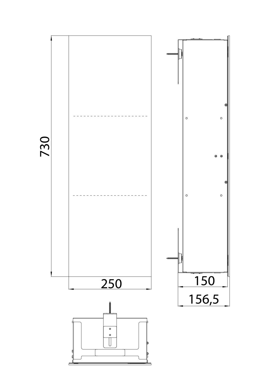 EMCO Unterputz-Schrankmodul Asis pure 730mm, 1 Tür, Türanschlag rechts, Glasfront, schwarz matt