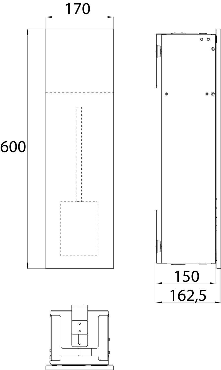 EMCO Unterputz-WC-Modul Asis pure 170x600mm, Türanschlag rechts, mit Fächern, schwarz matt