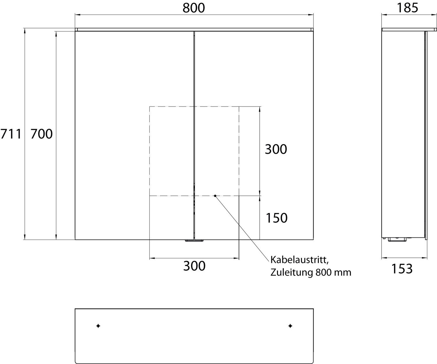 EMCO Aufputz-Lichtspiegelschrank pure 2 Design 800x711mm, LED, mit Lichtsegel, 2-türig, Aluminium