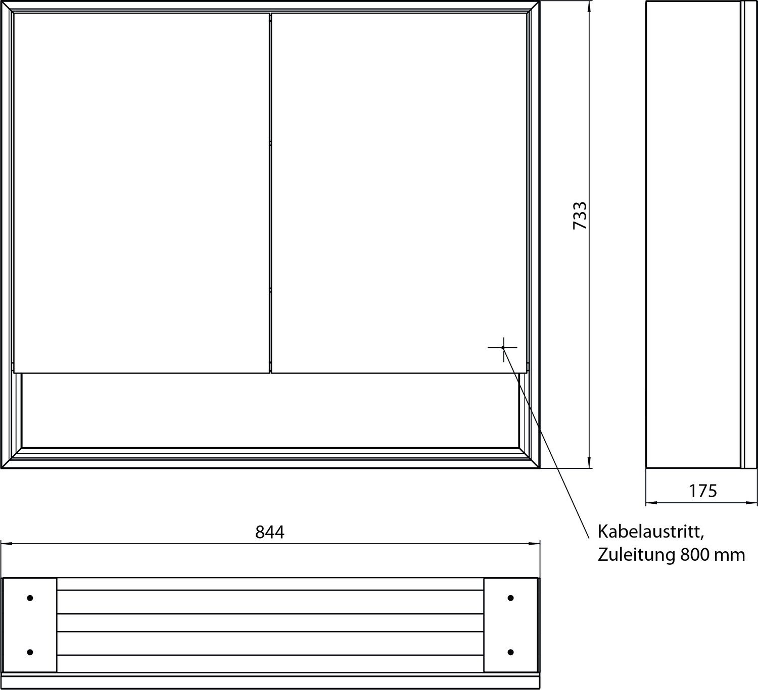 EMCO Aufputz-Lichtspiegelschrank Loft 800x733mm, mit Unterfach, LED, 2-türig, aluminium/spiegel