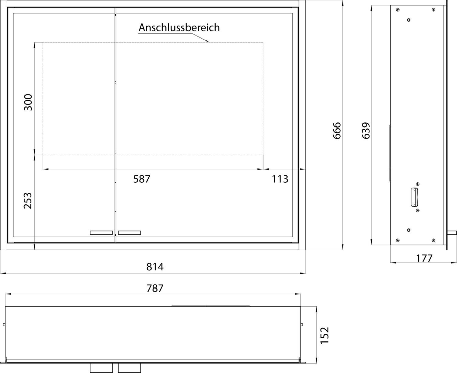 EMCO Unterputz-Lichtspiegelschrank prestige 2 815x666mm, aluminium, breite Tür rechts, ohne lightsystem