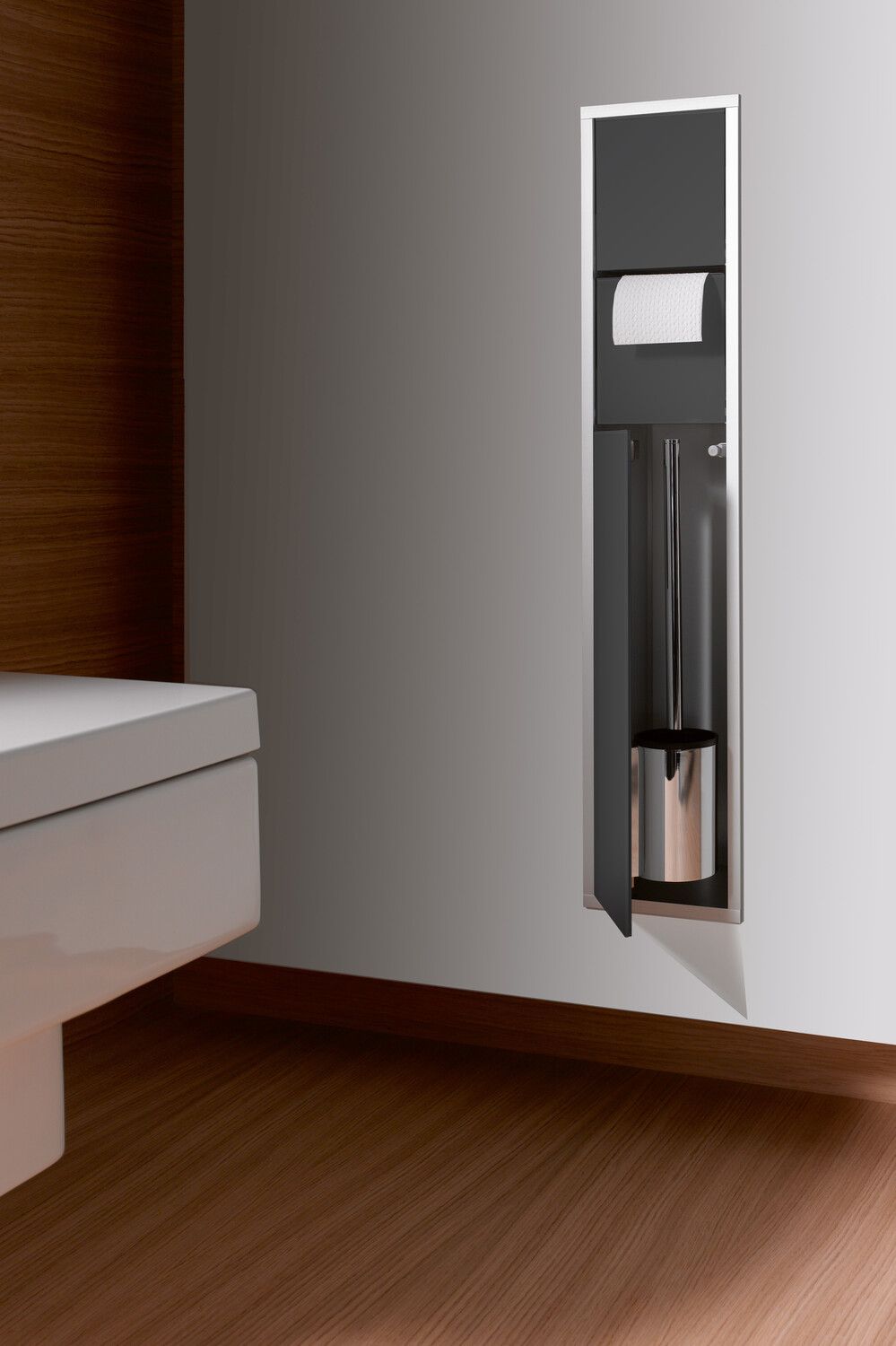 EMCO Unterputz-WC-Modul Asis 150 809mm, Türanschlag links/rechts, chrom/schwarz