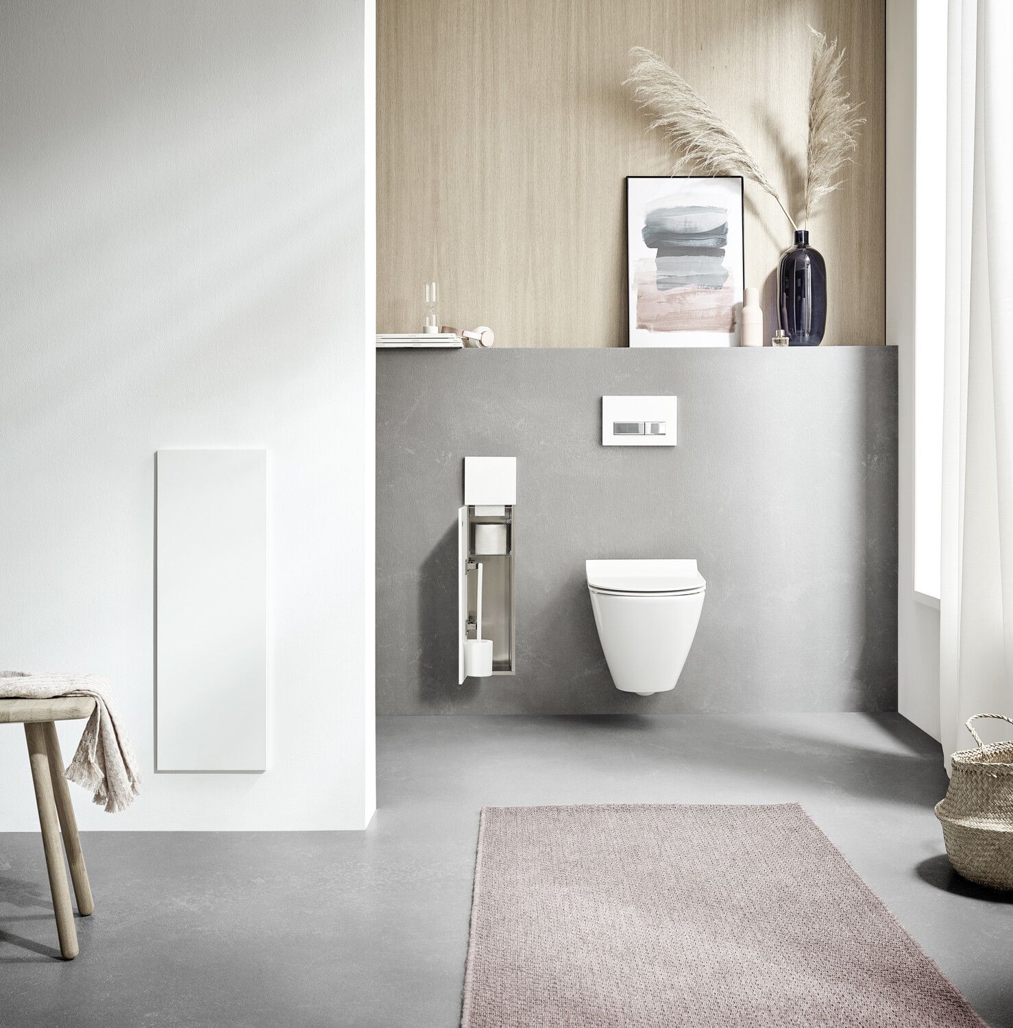 EMCO Unterputz-WC-Modul Asis pure 170x730mm, Türanschlag links, mit Fächern, weiss matt