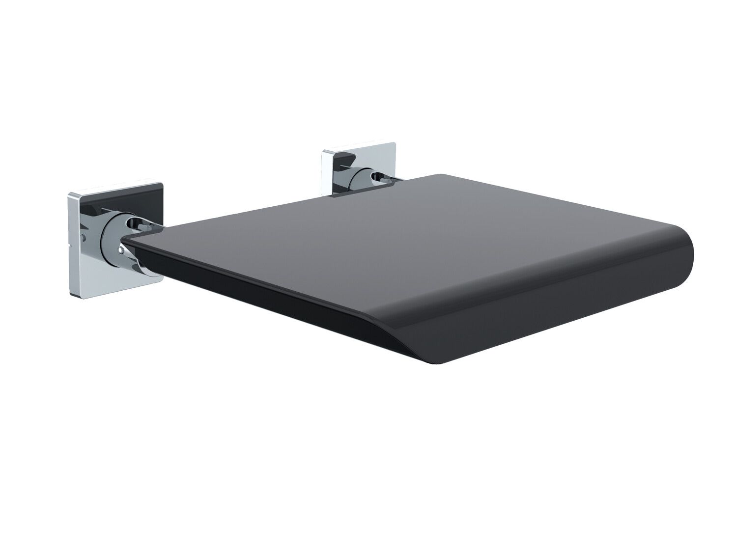EMCO Wandklappsitz System 2 chrom/schwarz, mit Kunststoffsitzfläche