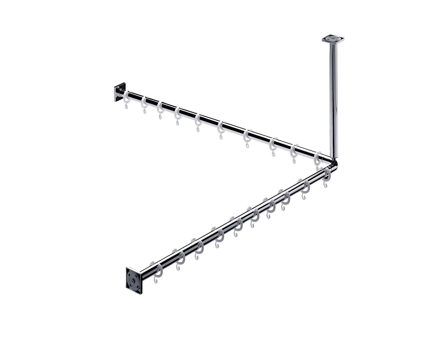 EMCO Duschvorhang-Set System 2 1000 mm, mit 20 Duschvorhangringen, chrom