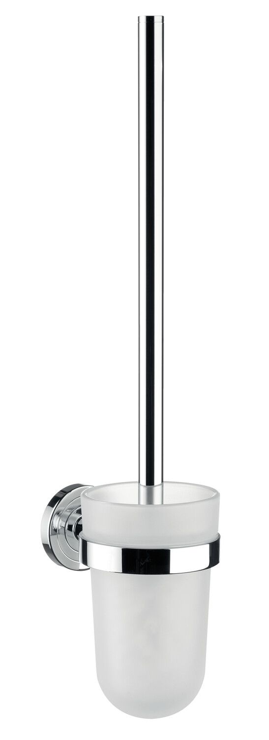EMCO WC-Bürstengarnitur Polo chrom, Kristallglas satiniert, Stiel chrom