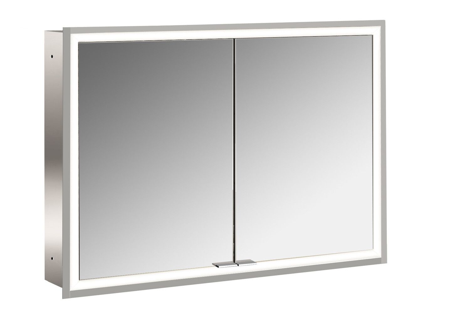 EMCO Unterputz-Lichtspiegelschrank prime 1000x730mm, 2-türig, aluminium/spiegel