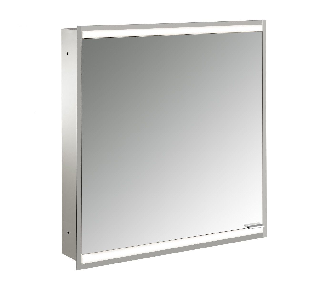 EMCO Unterputz-Lichtspiegelschrank prime 2 600x730mm, 1 Tür, Anschlag links, aluminium/weiss
