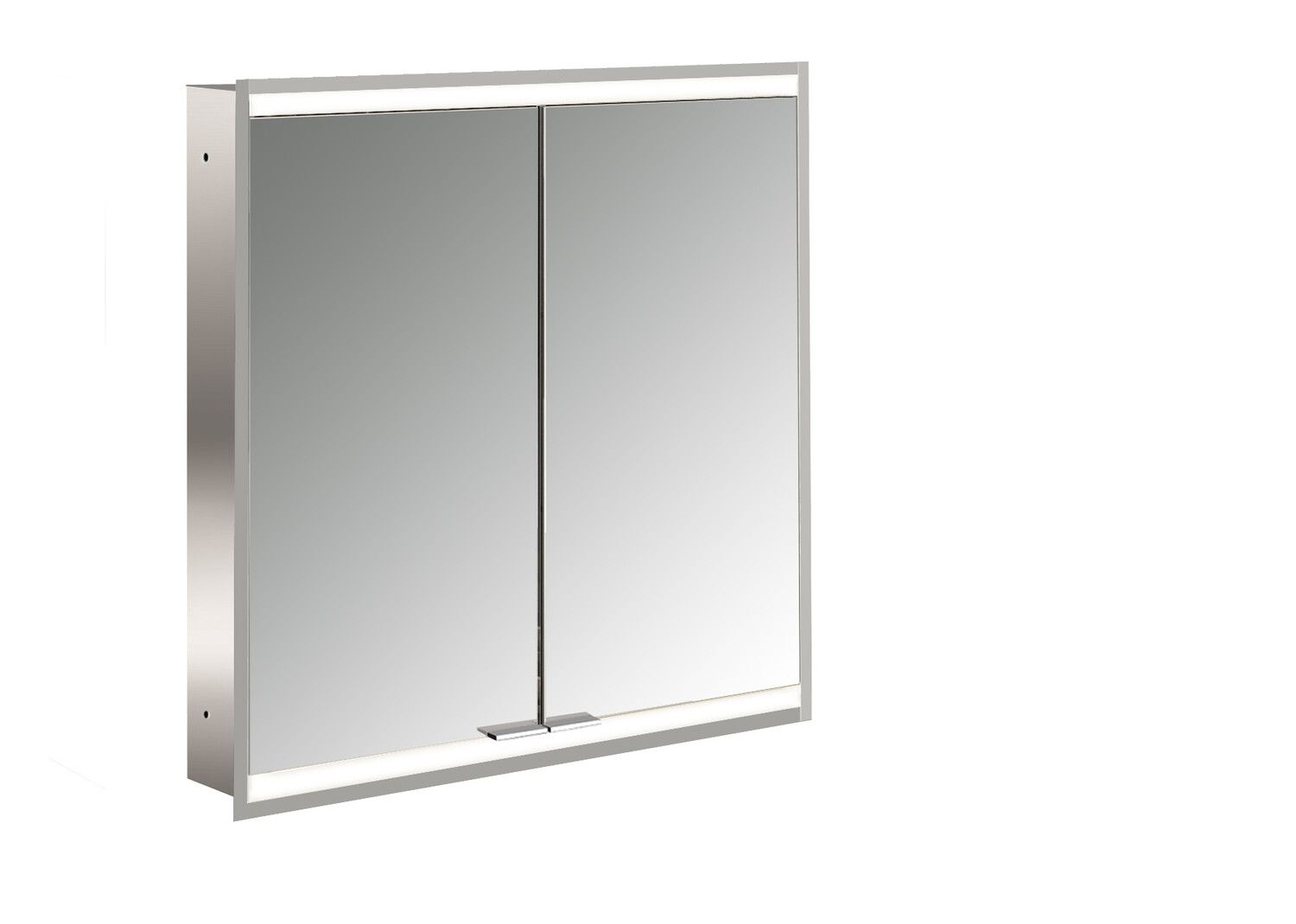 EMCO Unterputz-Lichtspiegelschrank prime 2 600x730mm, 2-türig, aluminium/weiss