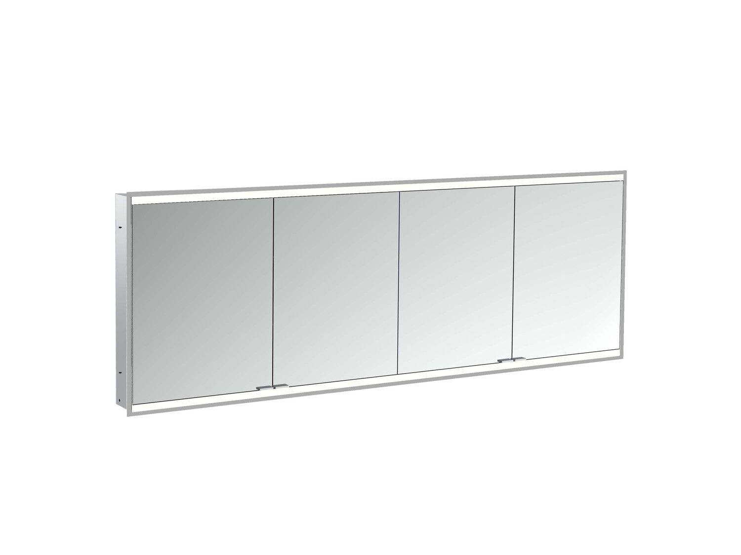 EMCO Unterputz-Lichtspiegelschrank prime 2 2000x730mm, 4-türig, aluminium/weiss