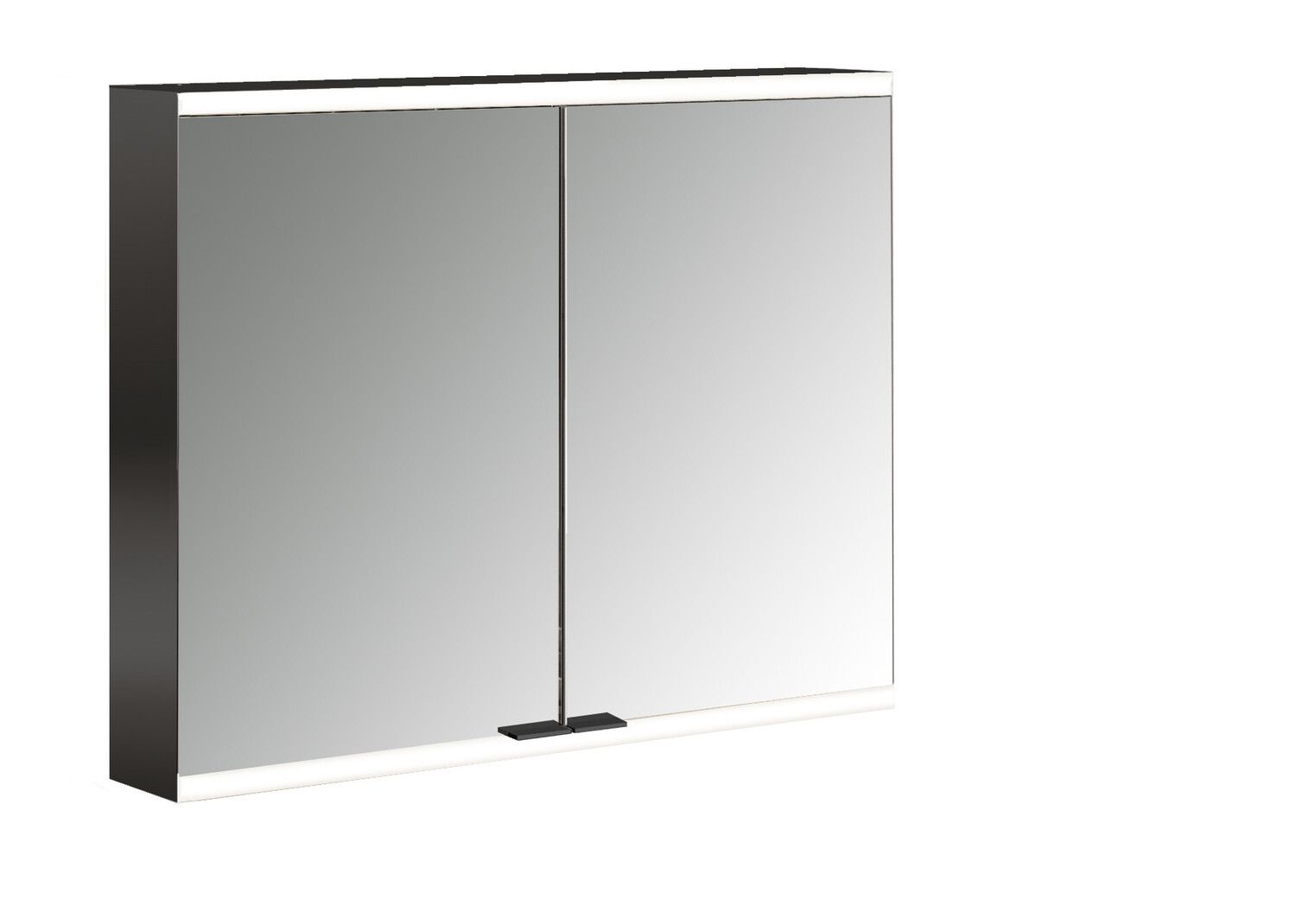 EMCO Aufputz-Lichtspiegelschrank prime 2 800x700mm, 2-türig, schwarz/spiegel