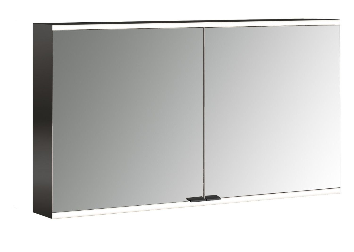 EMCO Aufputz-Lichtspiegelschrank prime 2 1200x700mm, 2-türig, schwarz/spiegel