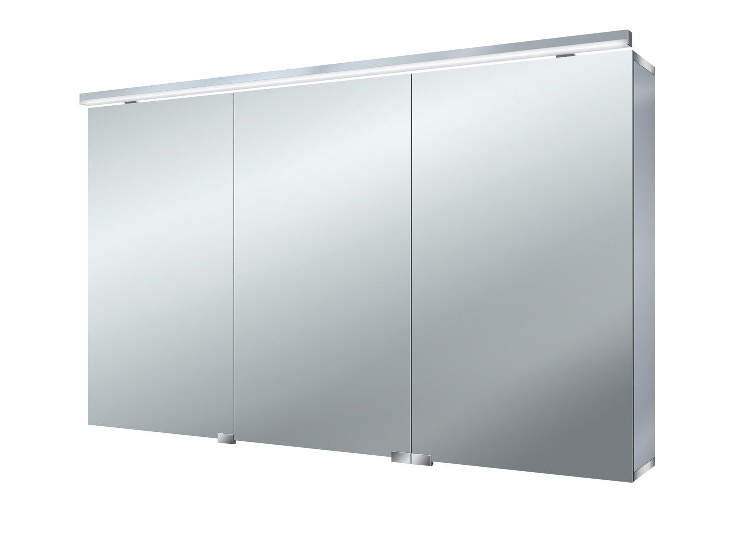 EMCO Aufputz-Lichtspiegelschrank pure LED 1200 x 728 mm, Aluminium, 3 Türen